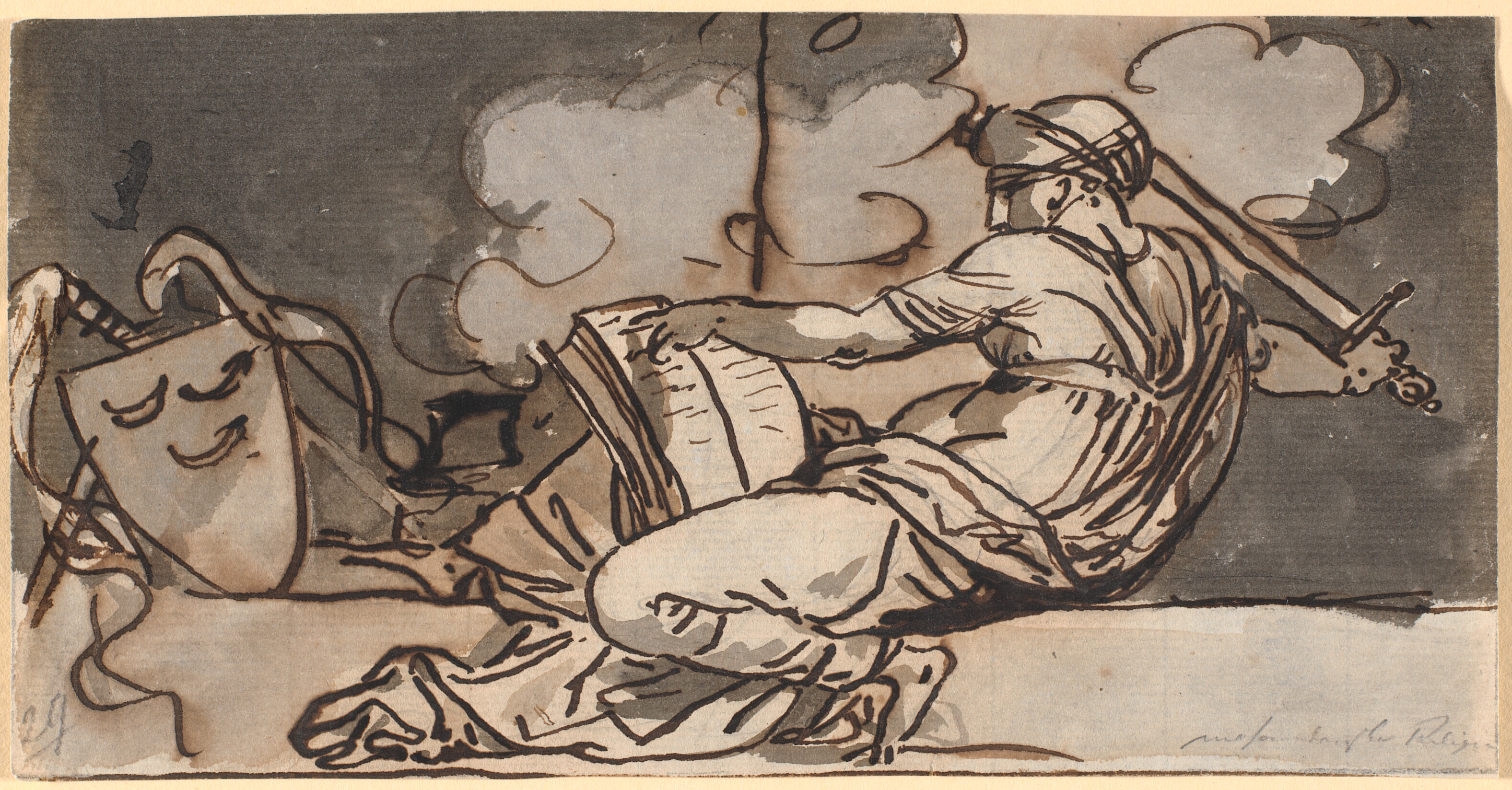 Liggende kvindefigur symboliserende den muhamedanske religion