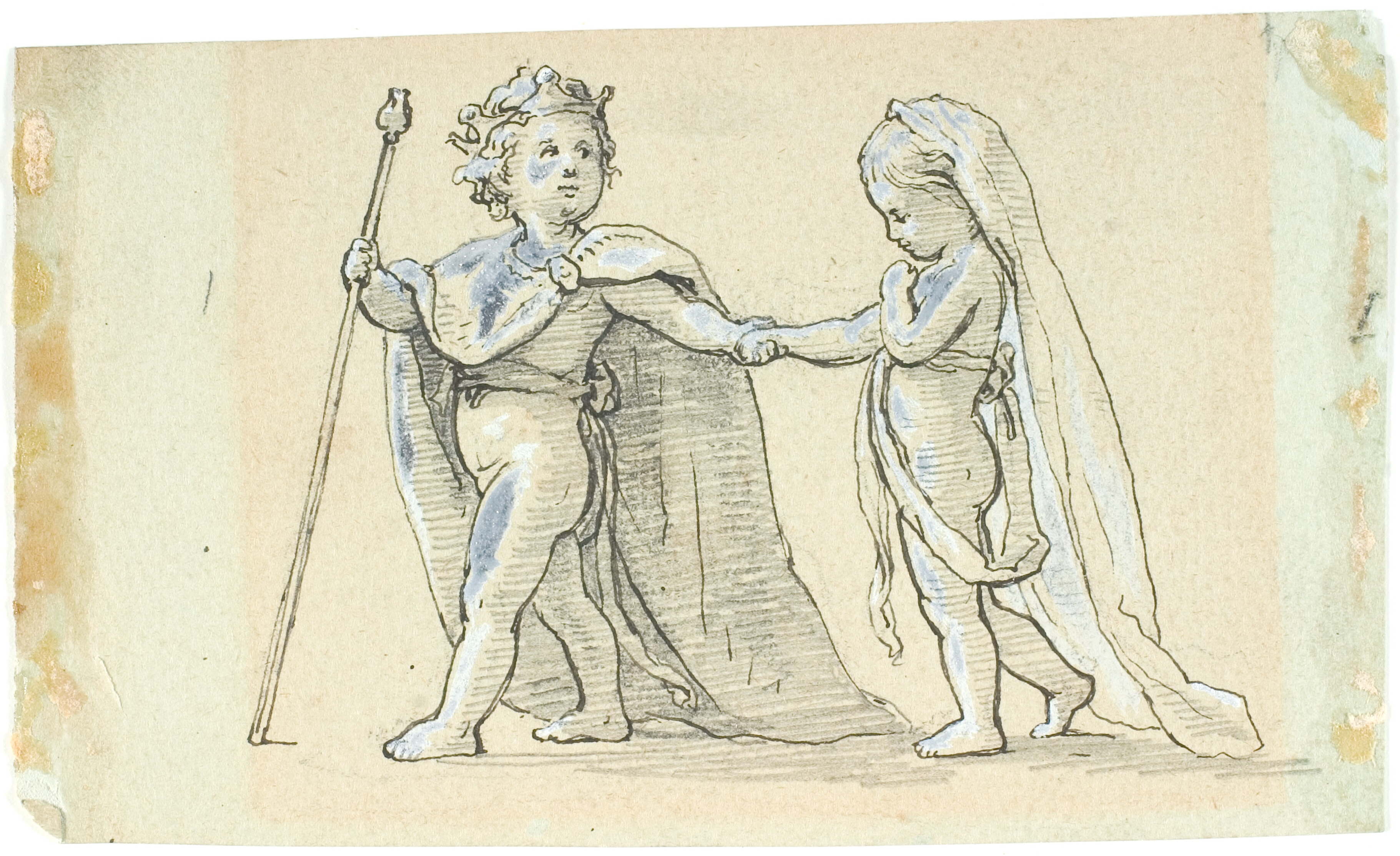 Vignet med legende børn, som konge og dronning