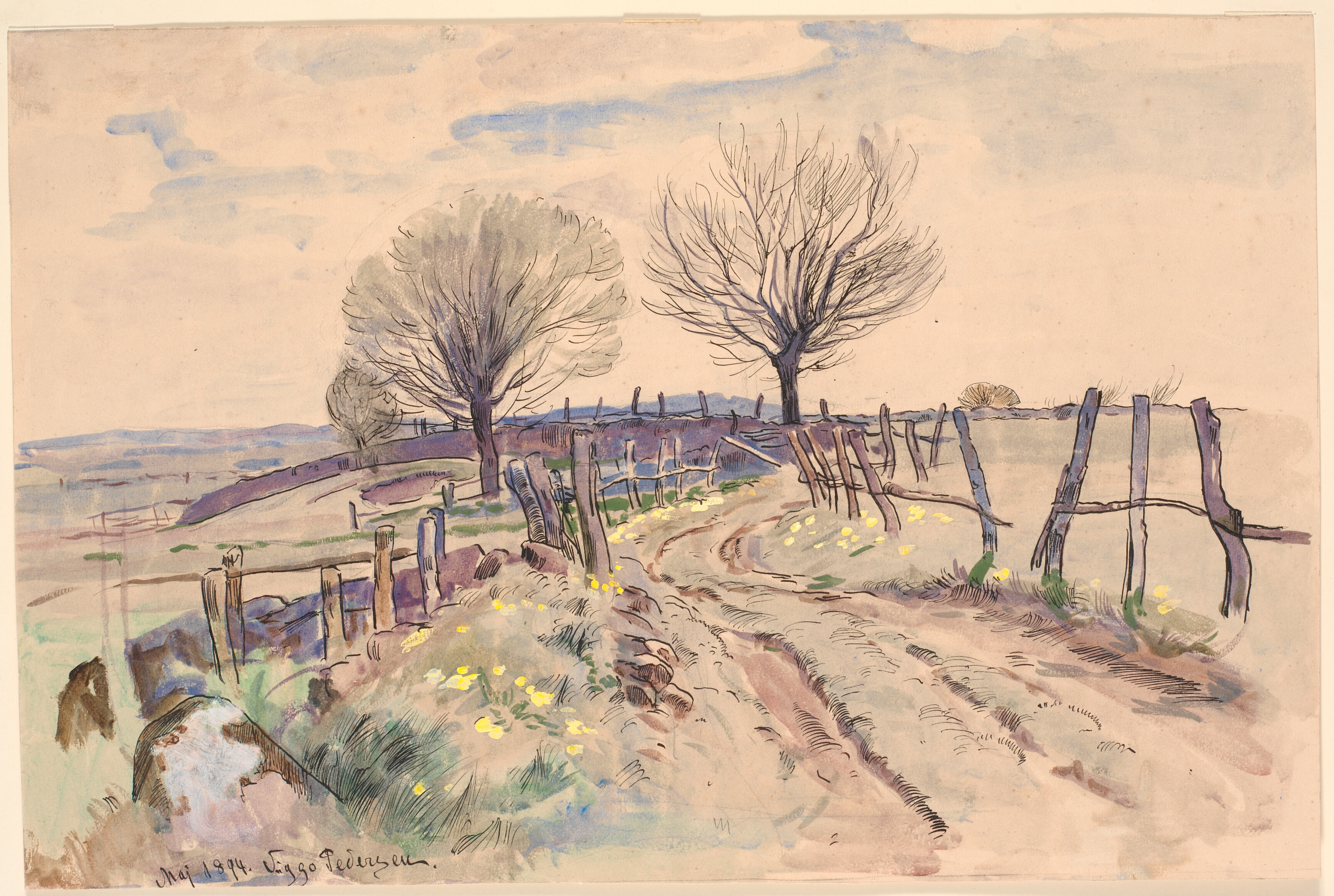 Landskab med markvej