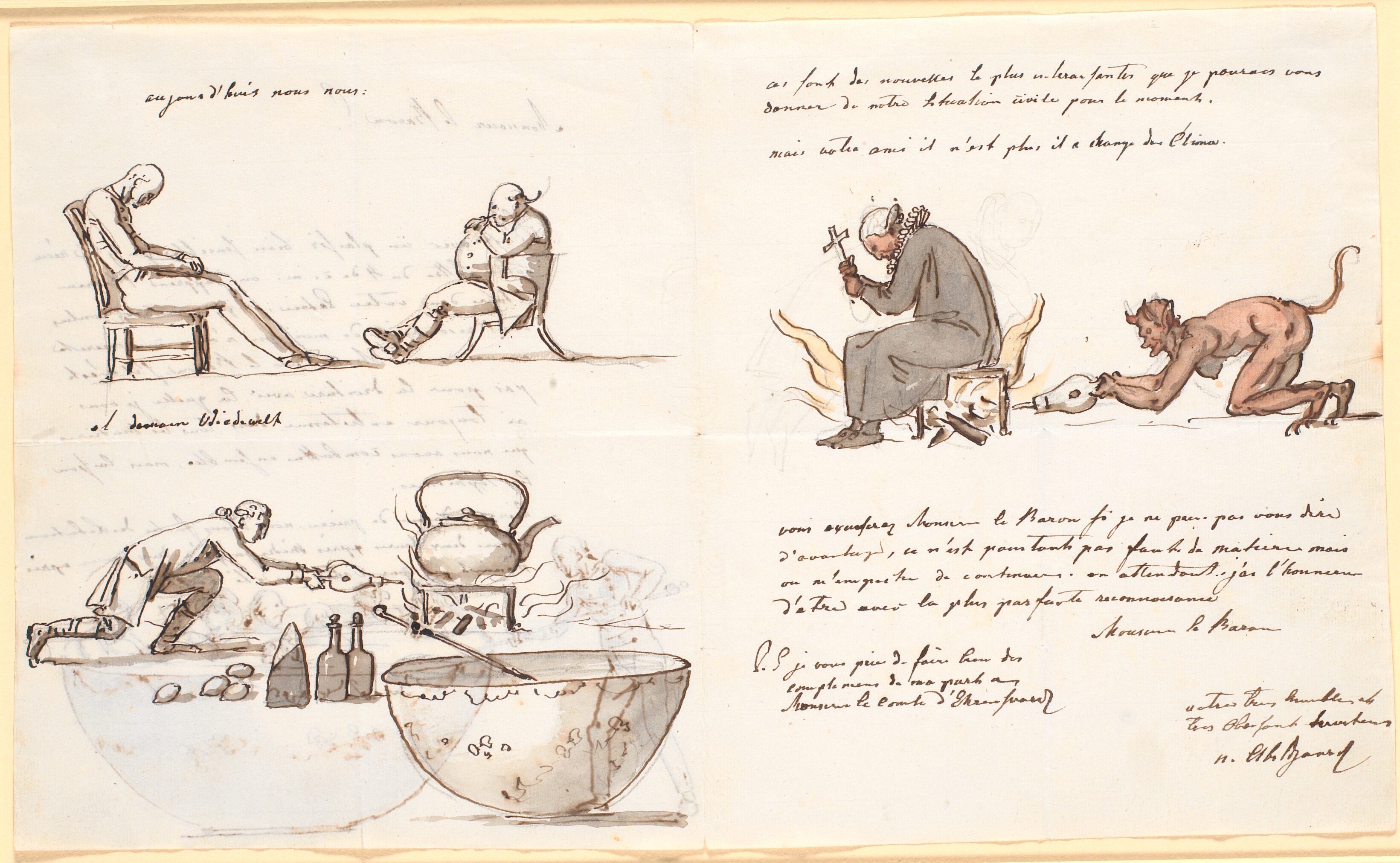 Brev til Baron de Geer med tegninger. 1797.