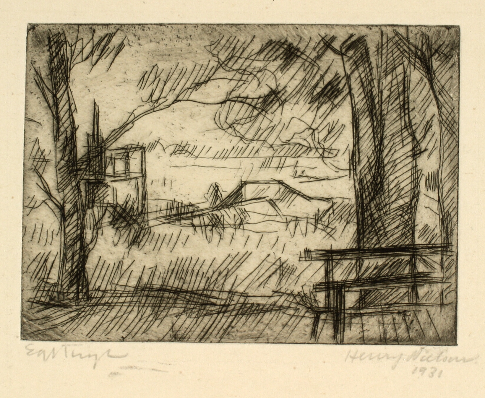 Udsigt over vand fra en beskygget sti med en bænk