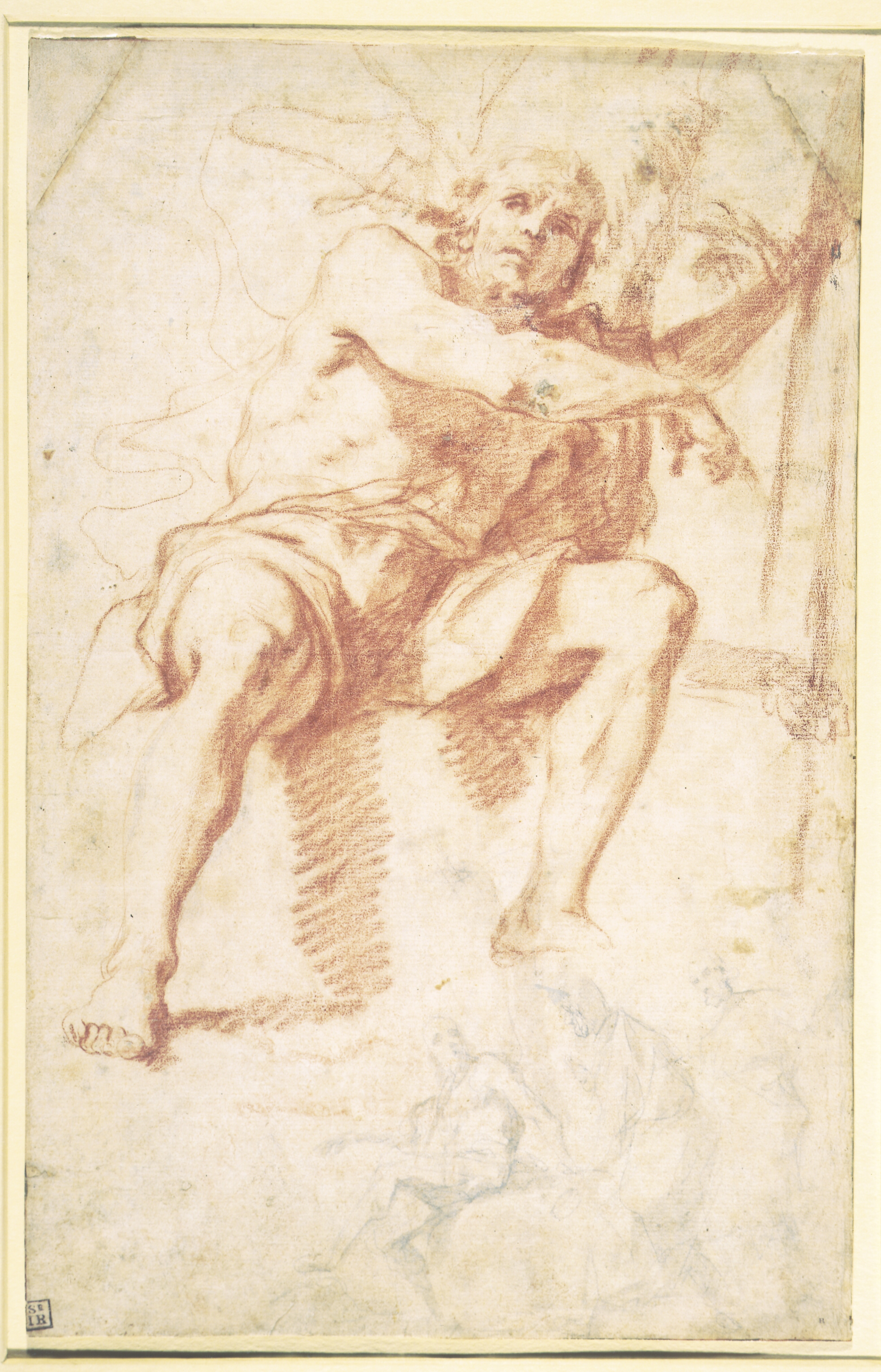 Johannes Døberen siddende, og studie af Johannes Døberen med to apostle