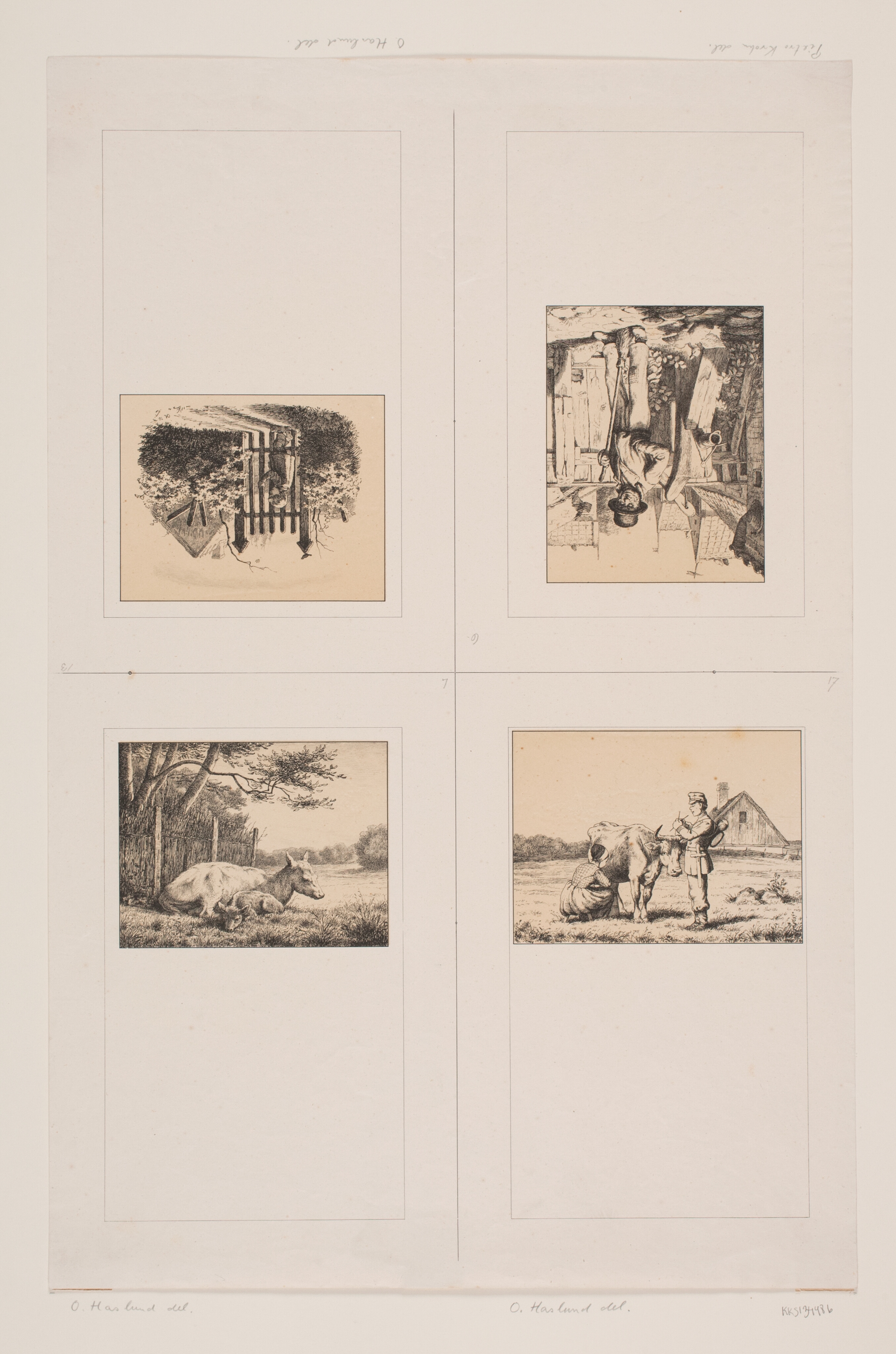 Illustrationer til "Billedbog for børn. Tegnet af Otto Haslund og Pietro Krohn med Vers af J. Krohn"