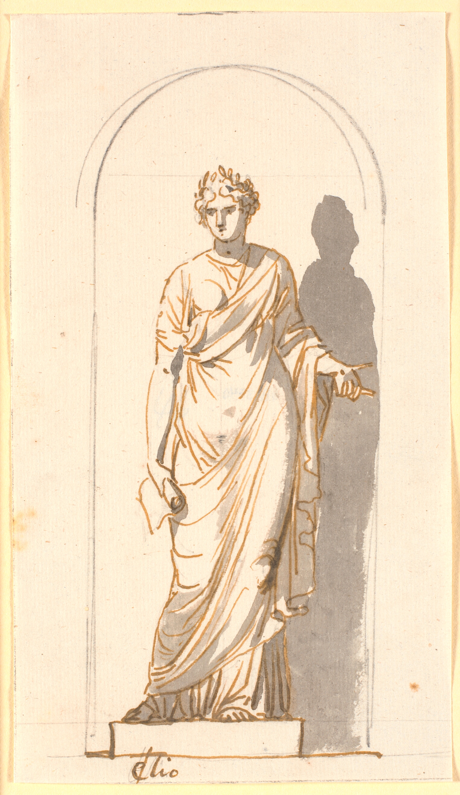 Clio som statue i en niche