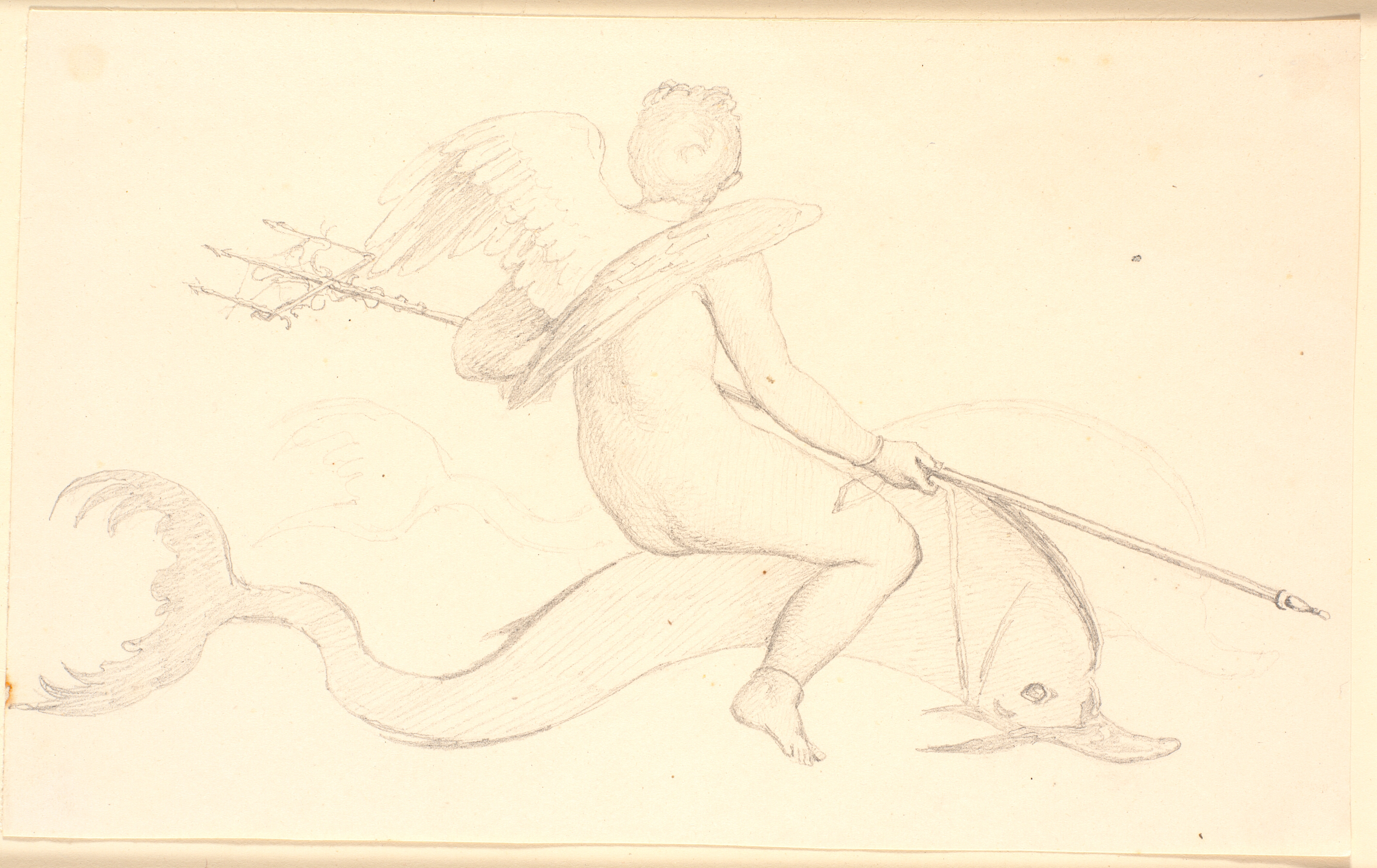 Amorin riddende på en delfin. Pompejiansk motiv