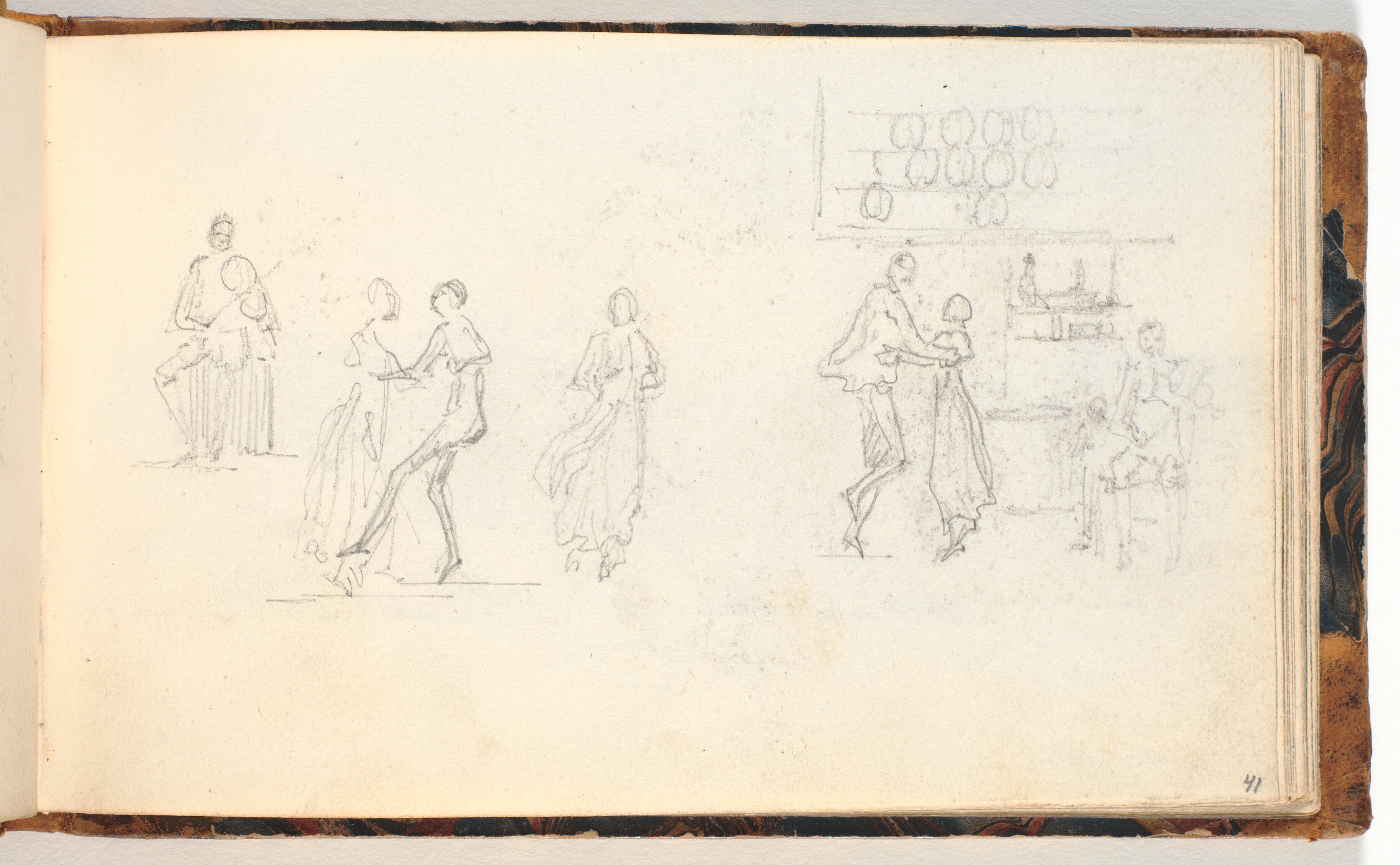 Interiør med dansende figurer