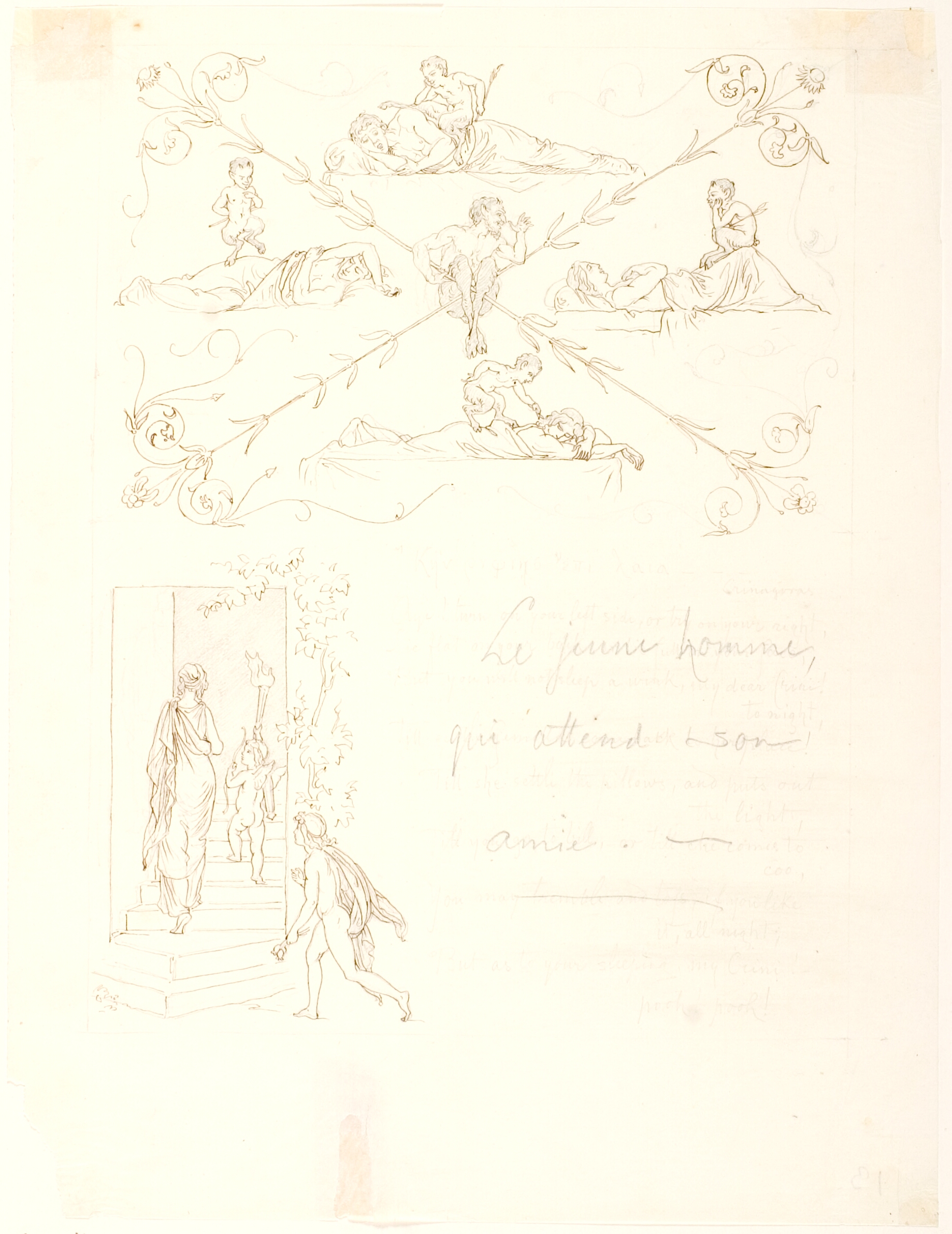 Om du vælter dig paa dit ensomme Leje, om du kaster dig fra højre til venstre... intet vil det baade dig...