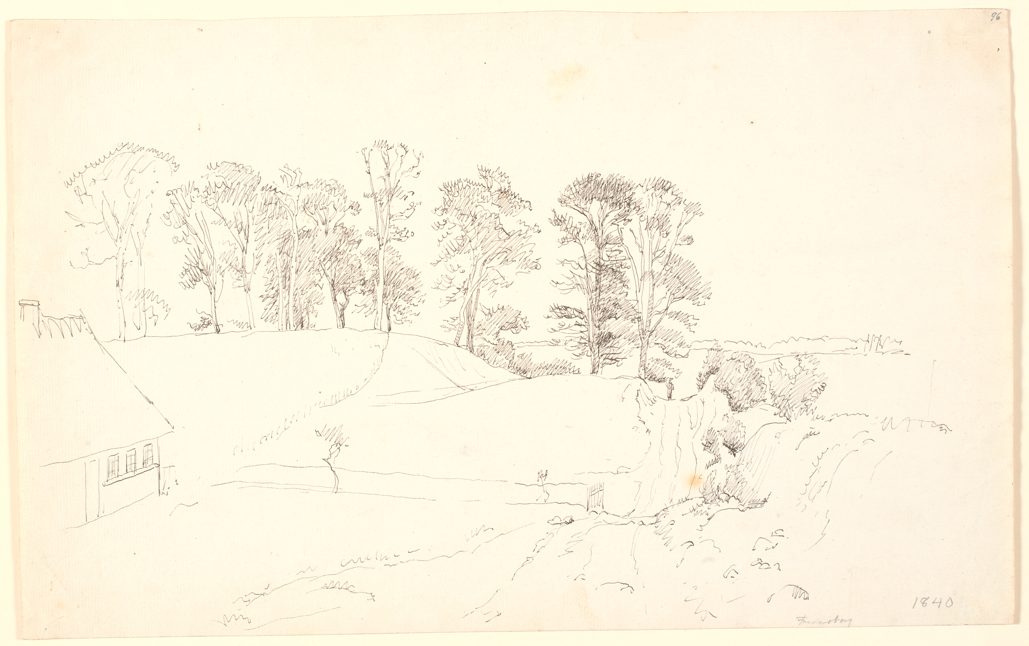 Landskab med træer.