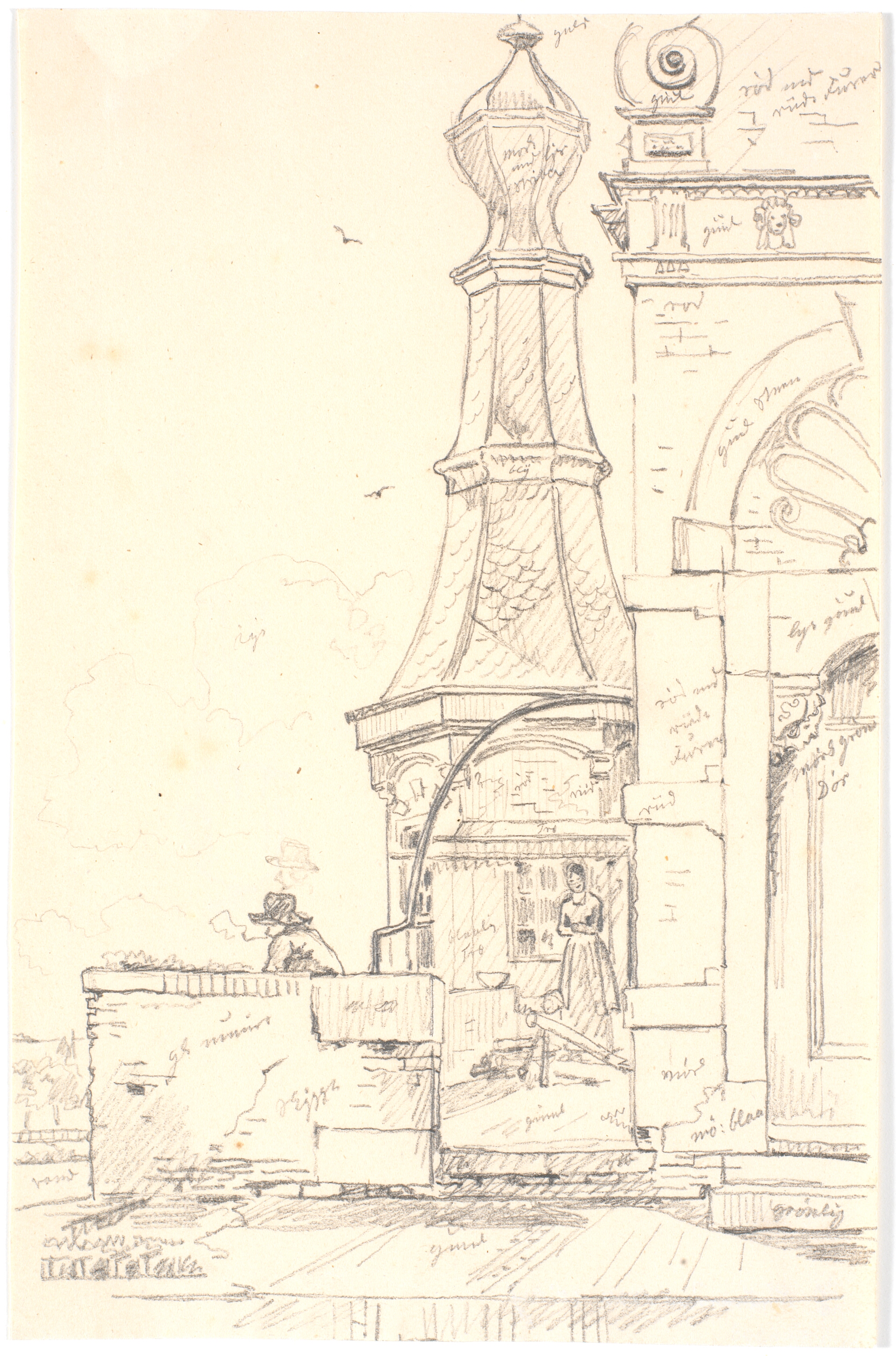 Fra galleriet omkring Widemer portens spir, Leeuwarden, Holland