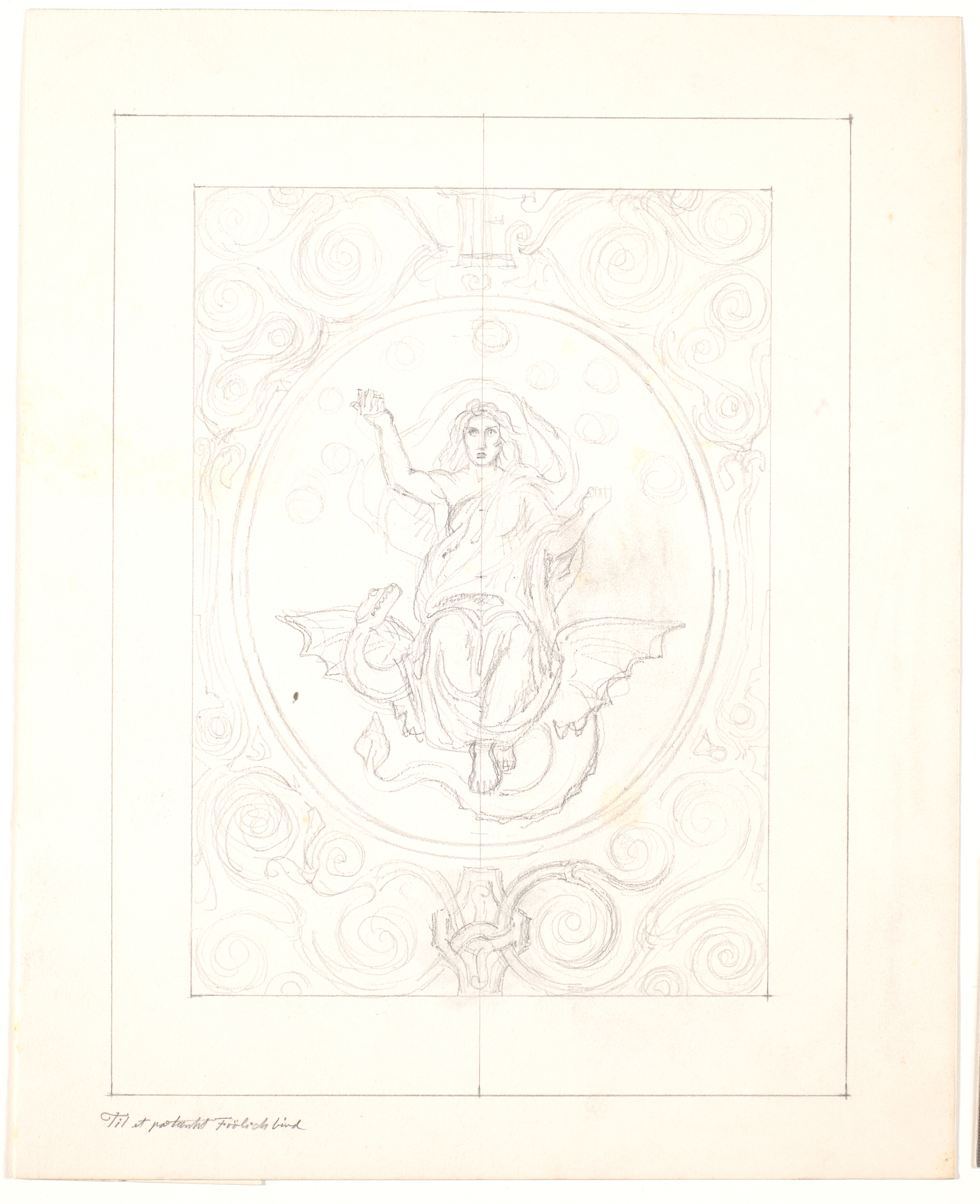 Udkast til et bogbind til værk om Lorenz Frølich