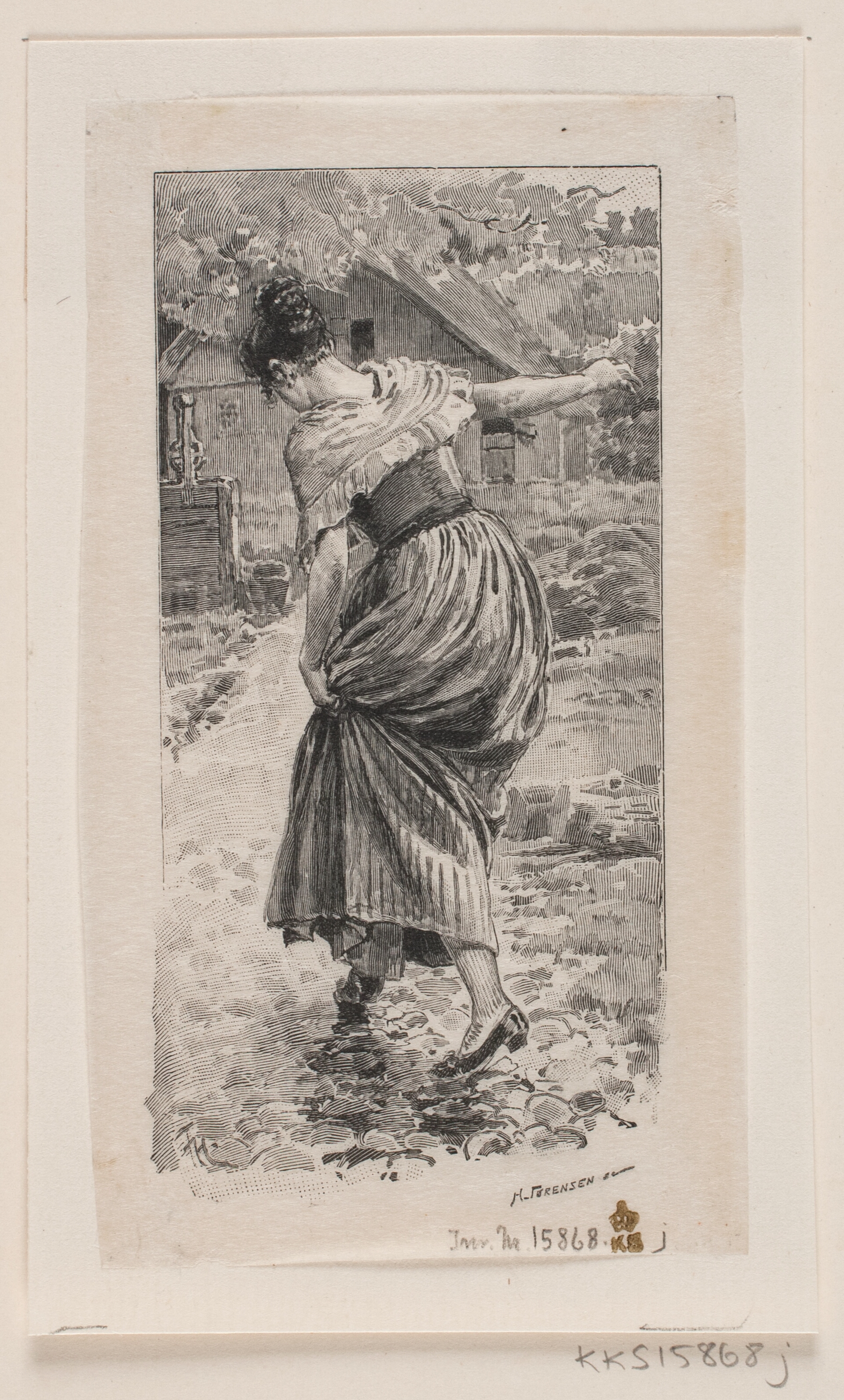 Prøvetryk til illustration til P. M. Møller: "En dansk students eventyr"