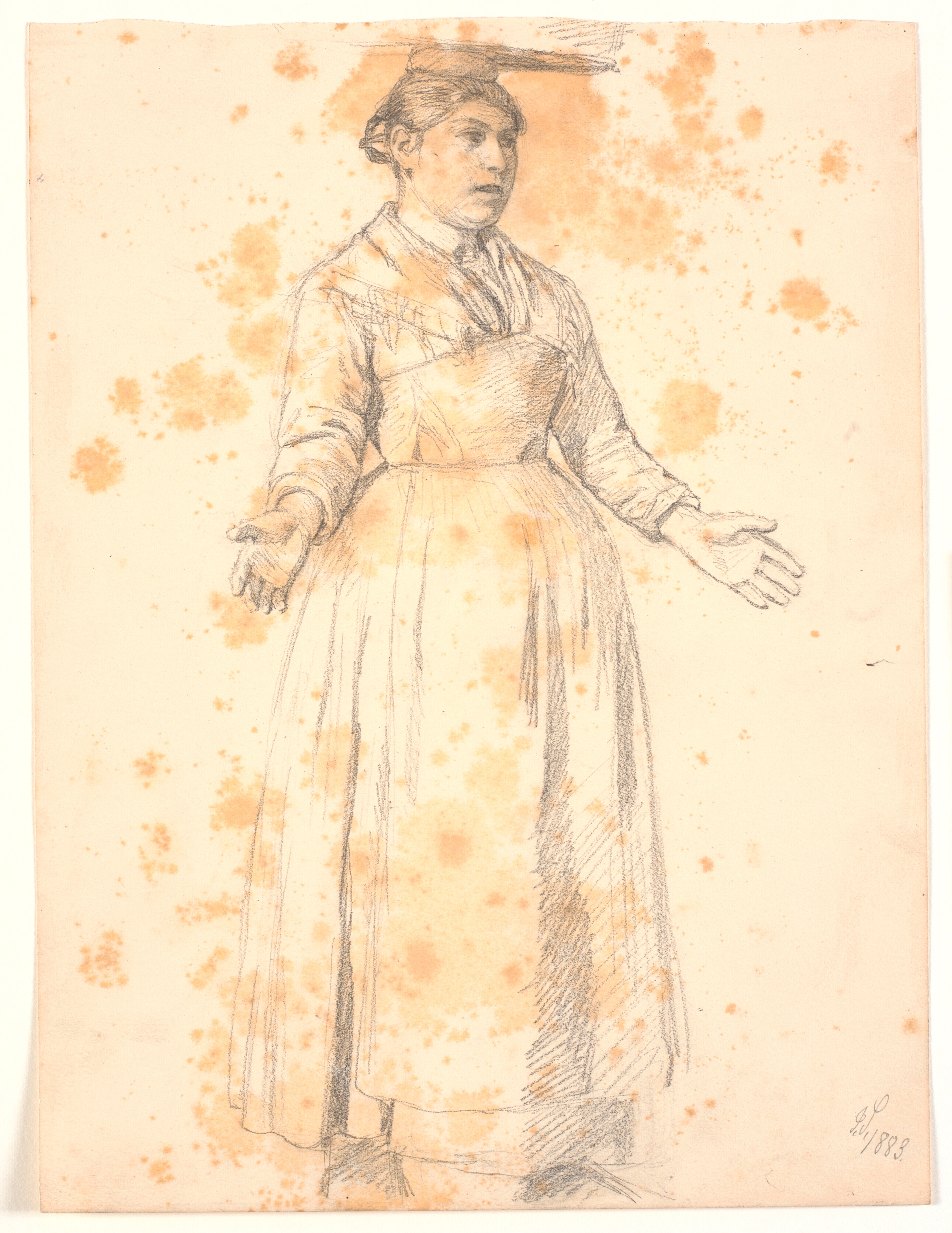 Stående italienerinde med byrde på hovedet