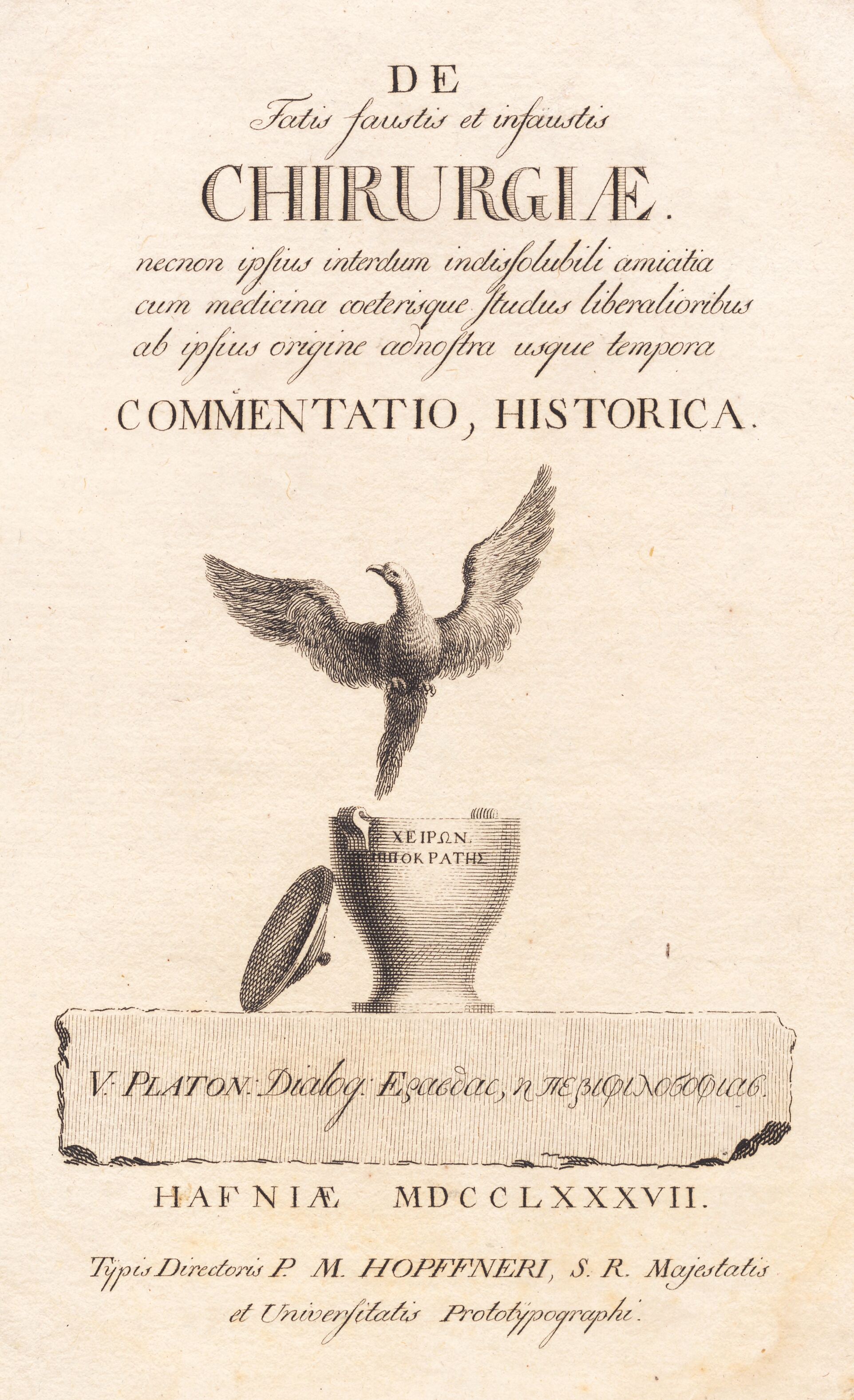 Vignet til N. Riegels: "De fatis faustis et infaustis Chirurgiæ"
