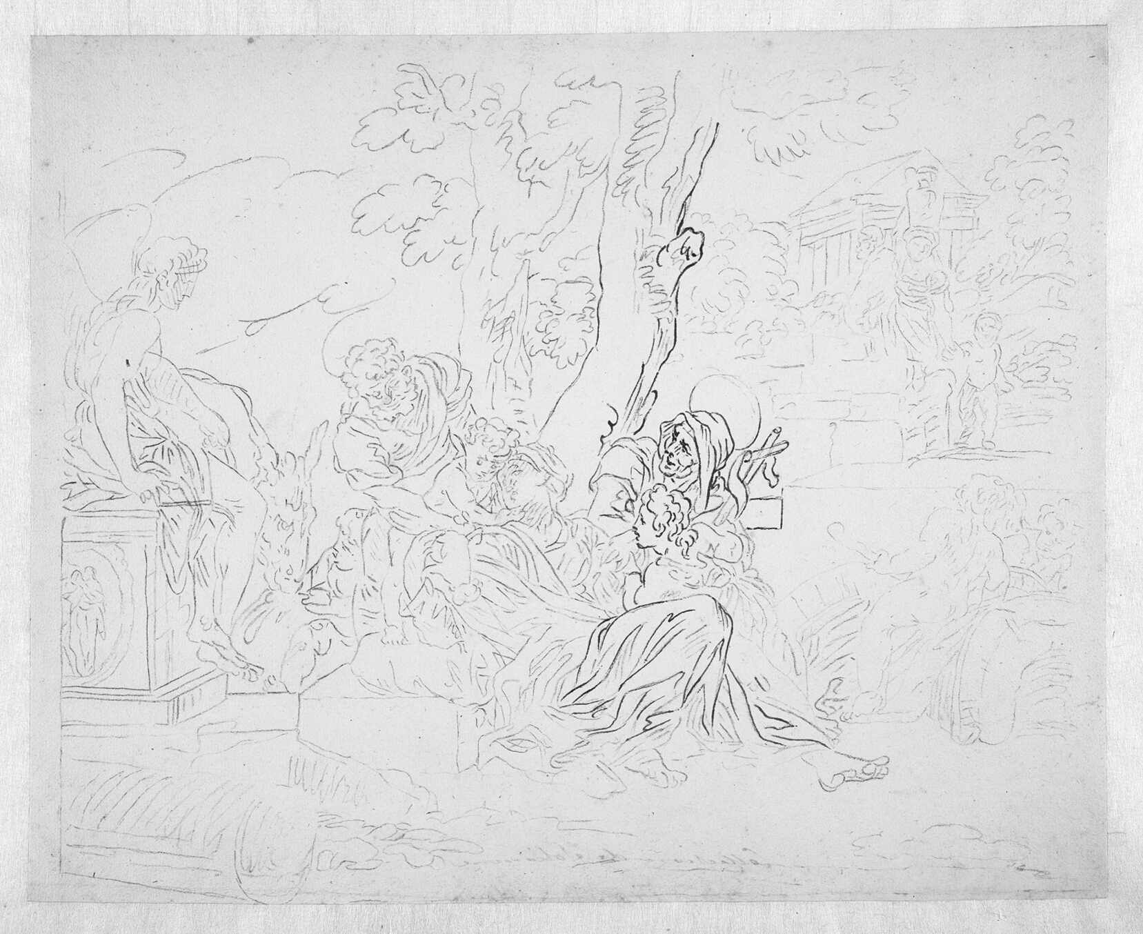 Den hellige familie i et landskab med Sankt Elisabeth og Johannes Døberen