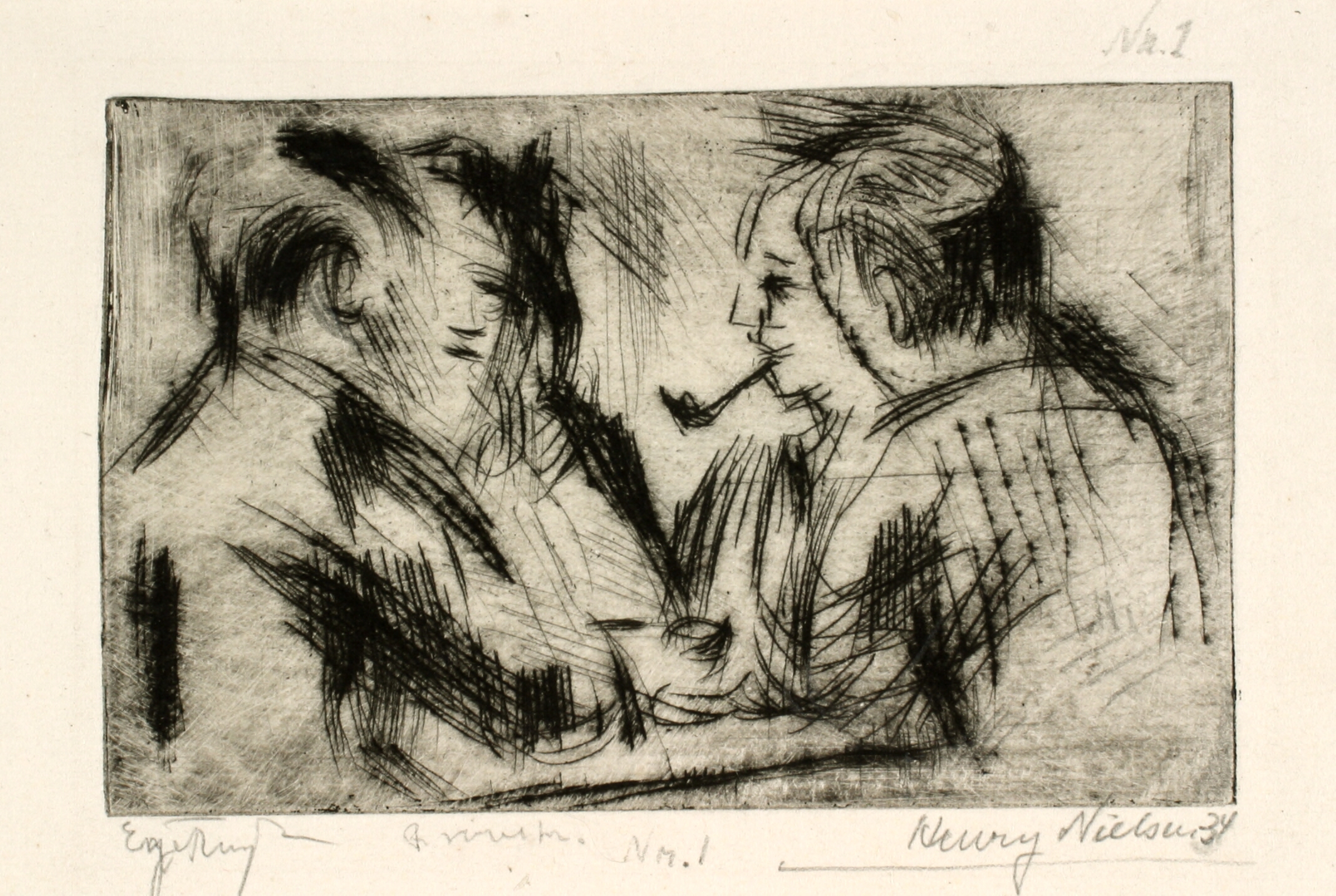 Fire mænd omkring et bord