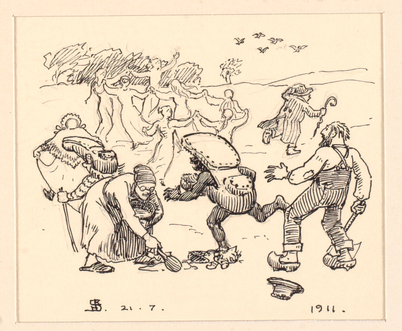 Illustration til "Den tykke kat"