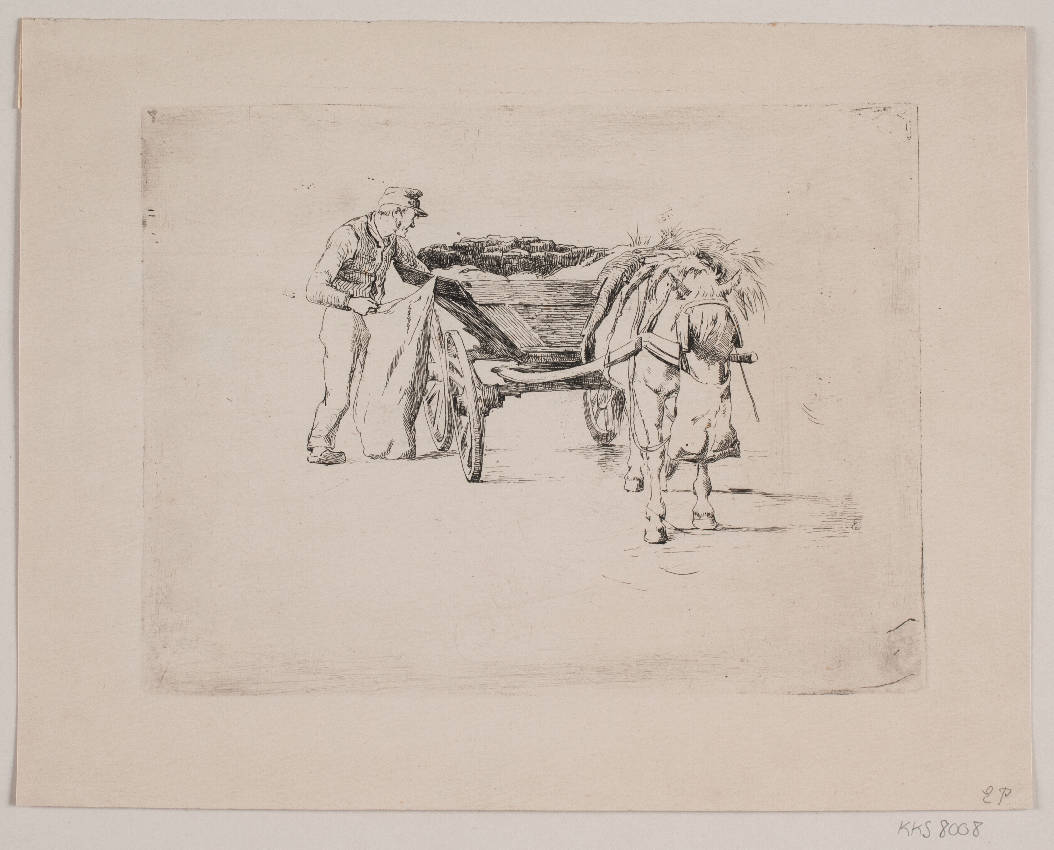 En tørvebonde ved en fjællevogn