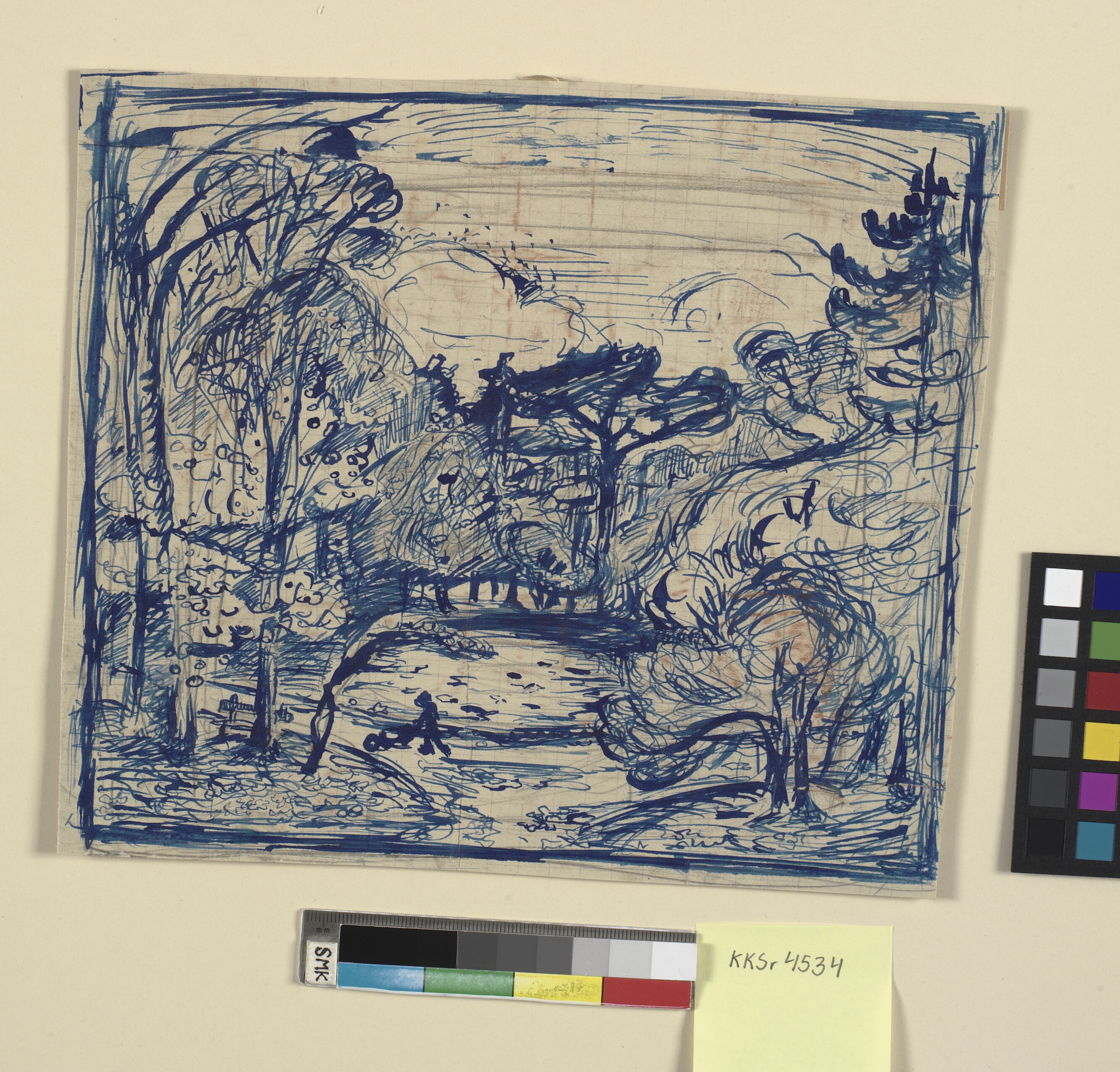 Skovinterieur med brændehugger La Côte de Grâce, Honfleur