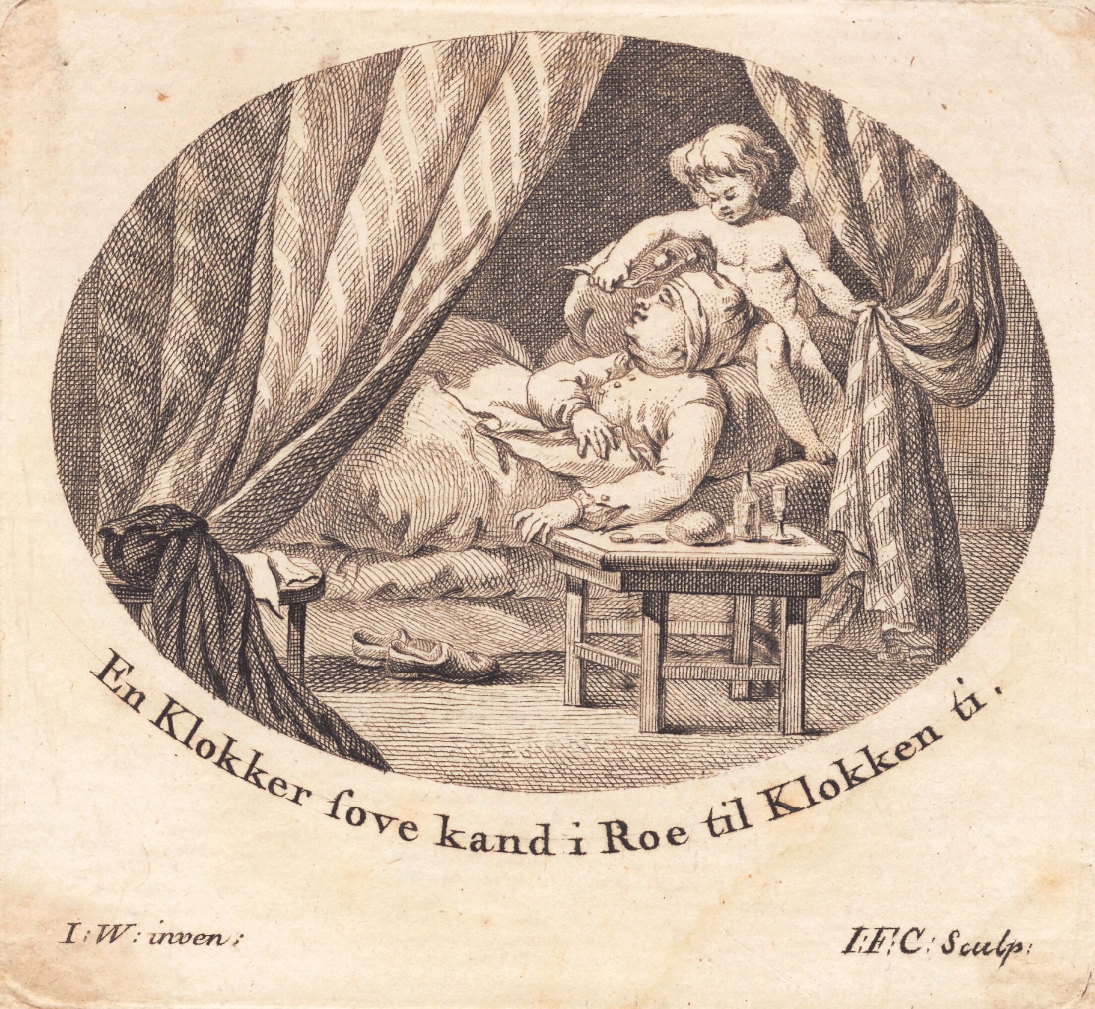 En fed klokker ligger og sover