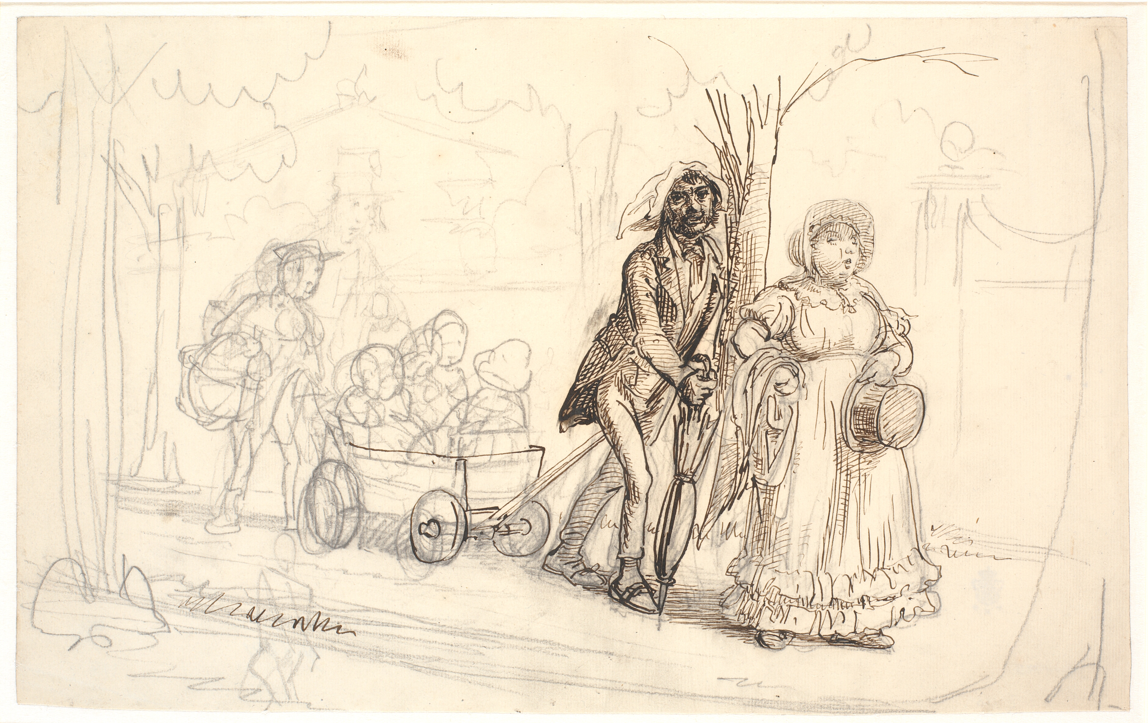 Skomagerfamilien drager ad Strandvejen paa Skovtur