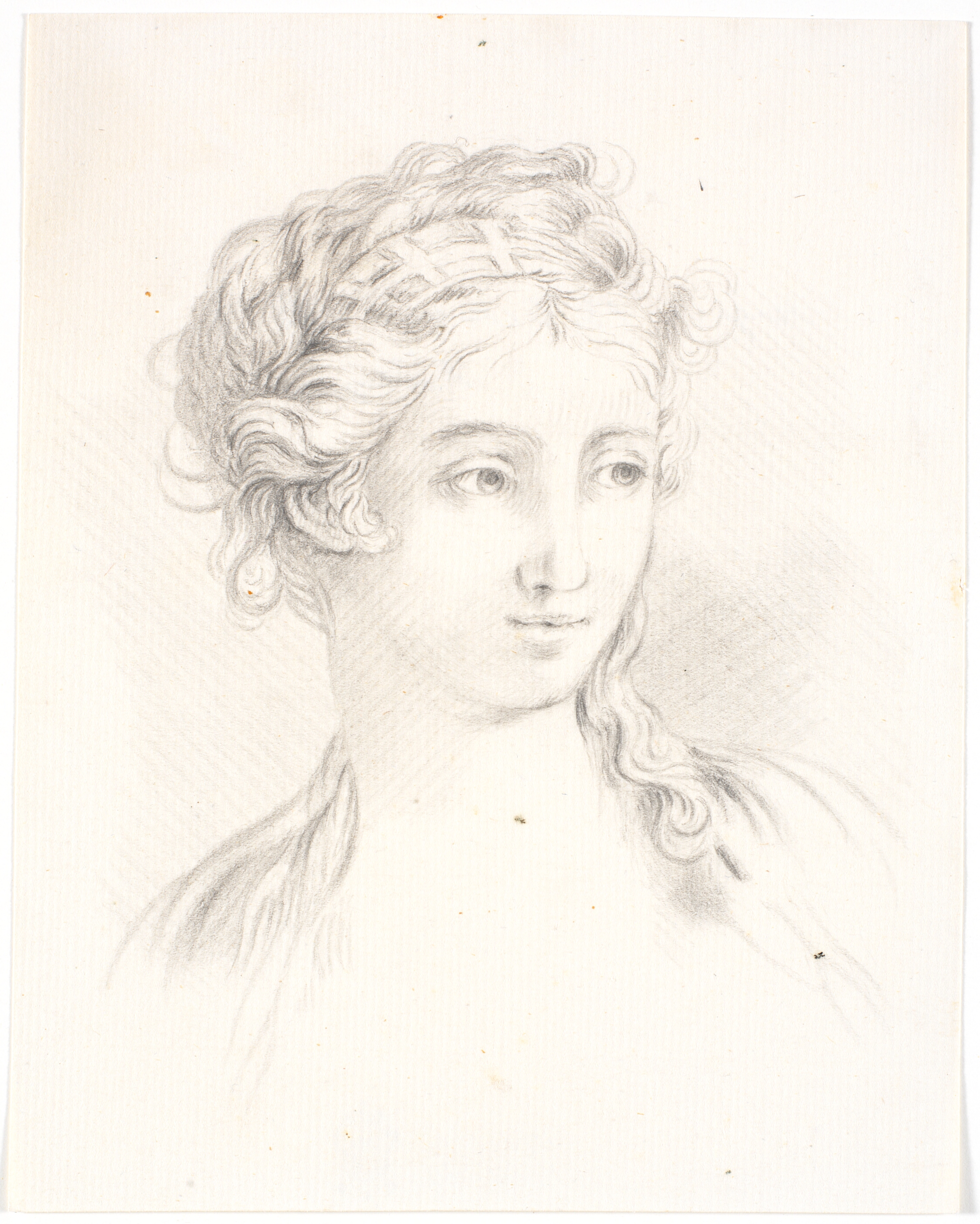 Kvindehoved i 3/4 profil mod højre