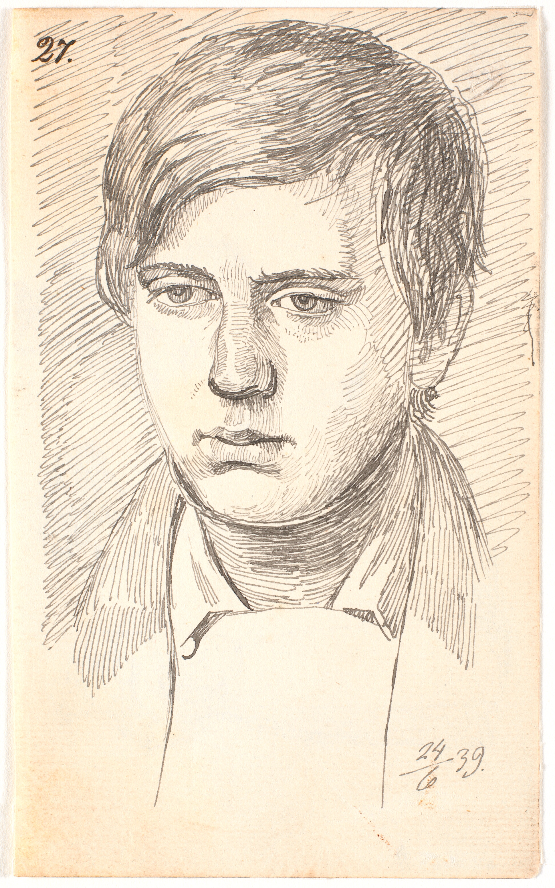 Portræt af en ung mand, en face