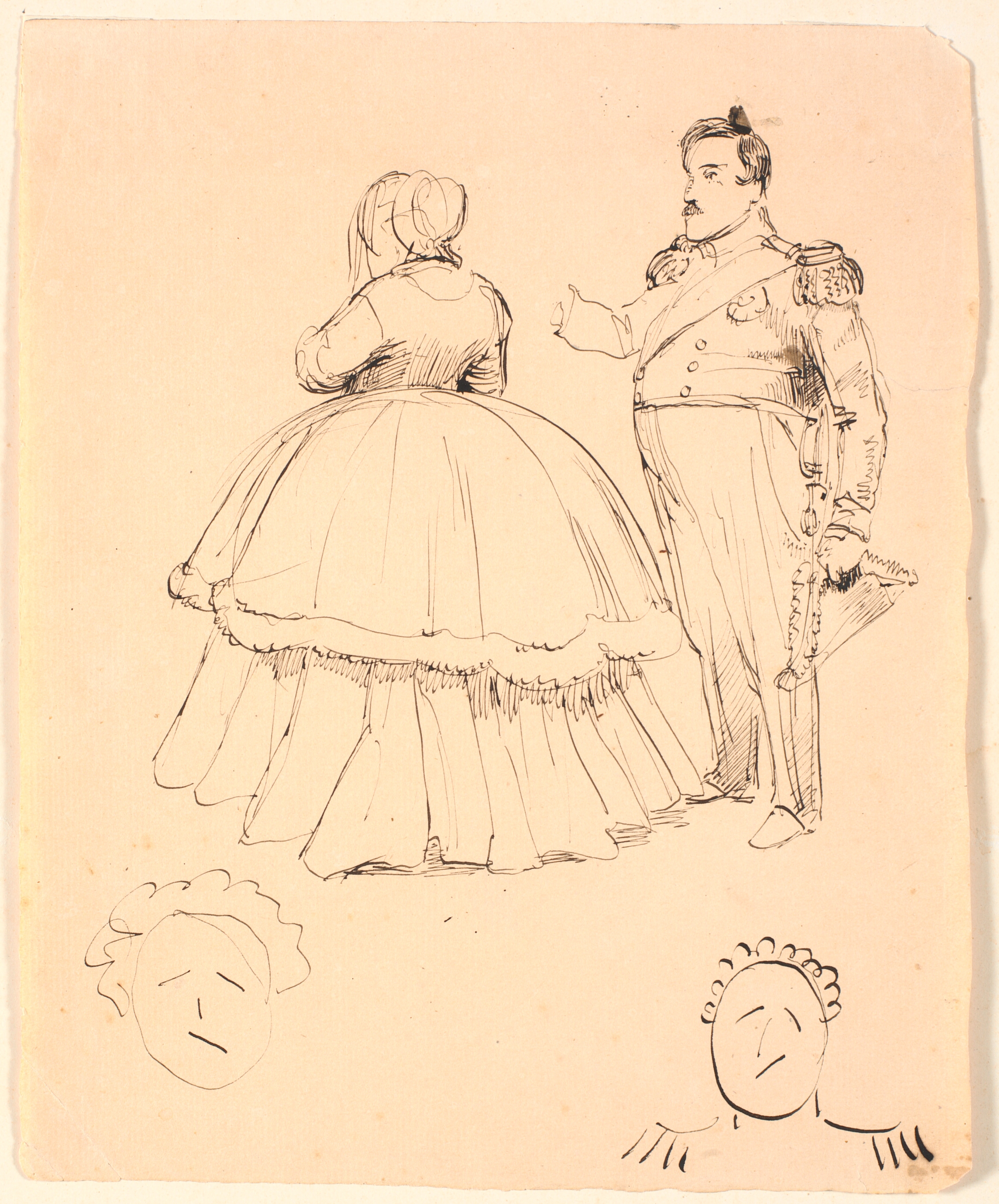 Karikatur af Frederik VII og Grevinde Danner; forneden af Christian VIII.