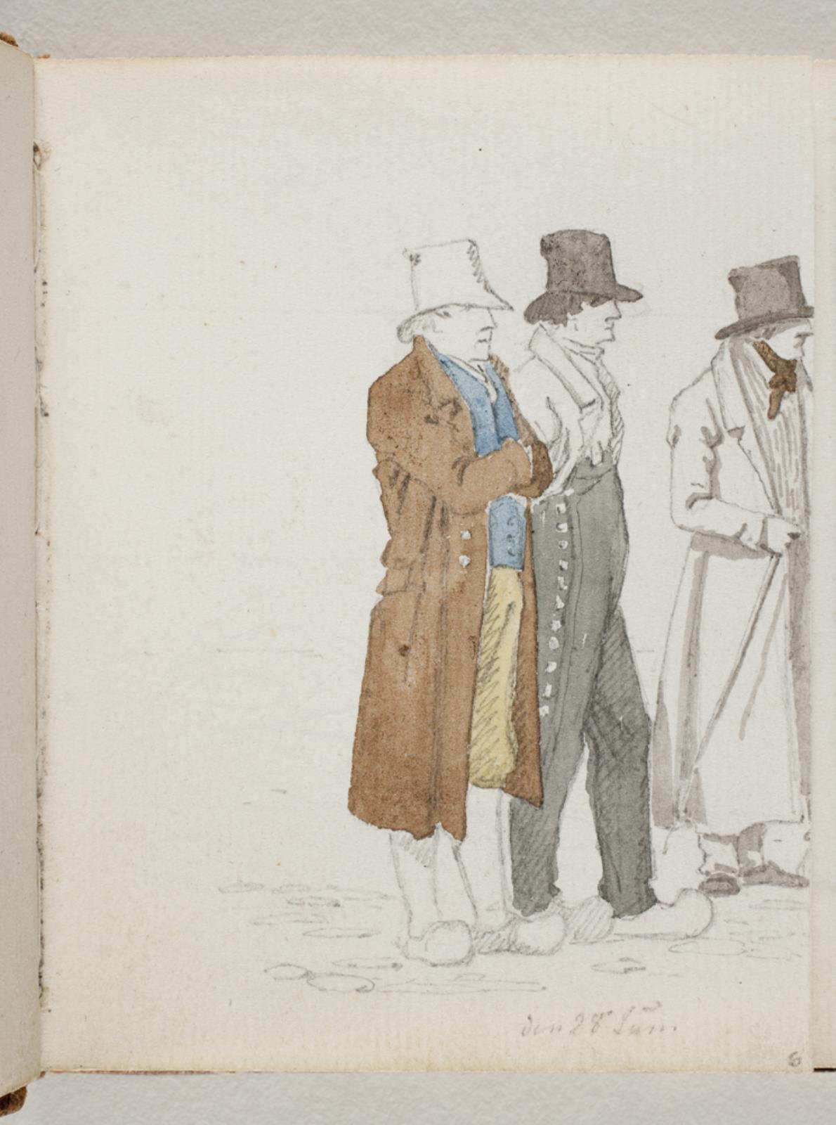 budbringer minimum lav lektier Tre mænd i folkedragt og træsko., 1830 – 1832, Martinus Rørbye | SMK Open