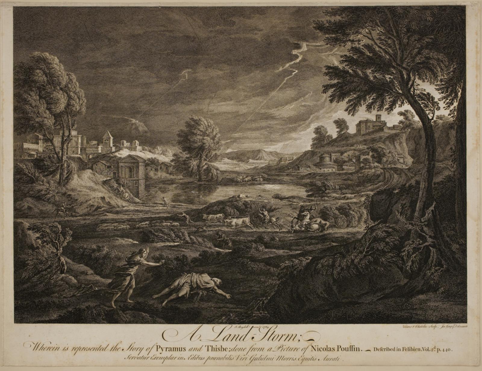 Landskab i stormvejr med Pyramus og Tisbe (A land storm)