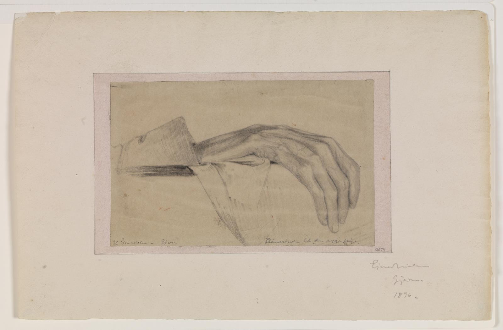 Håndstudie til "Den syge pige", Ejnar Nielsen, 1896