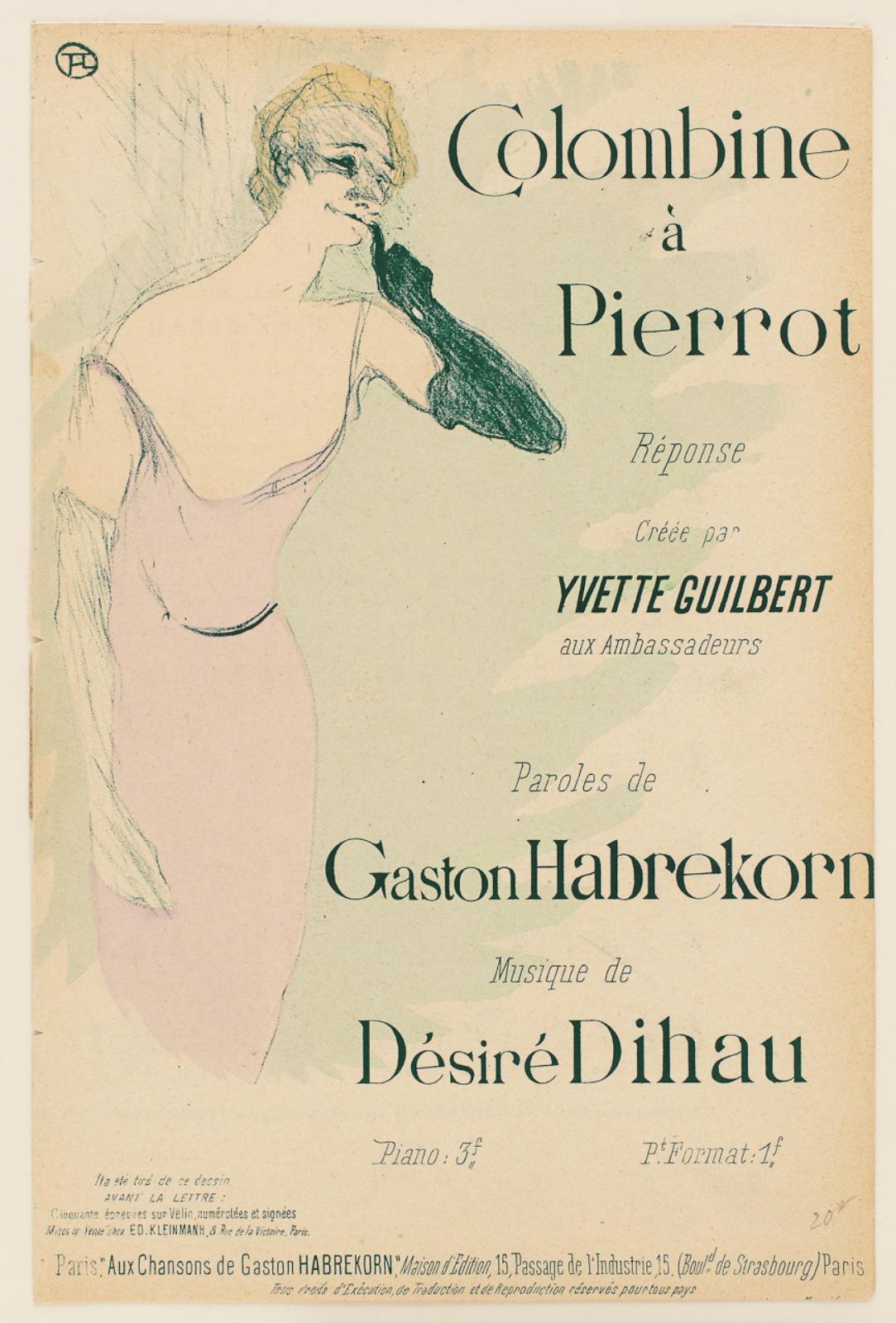 Yvette Guilbert, dans Colombine à Pierrot