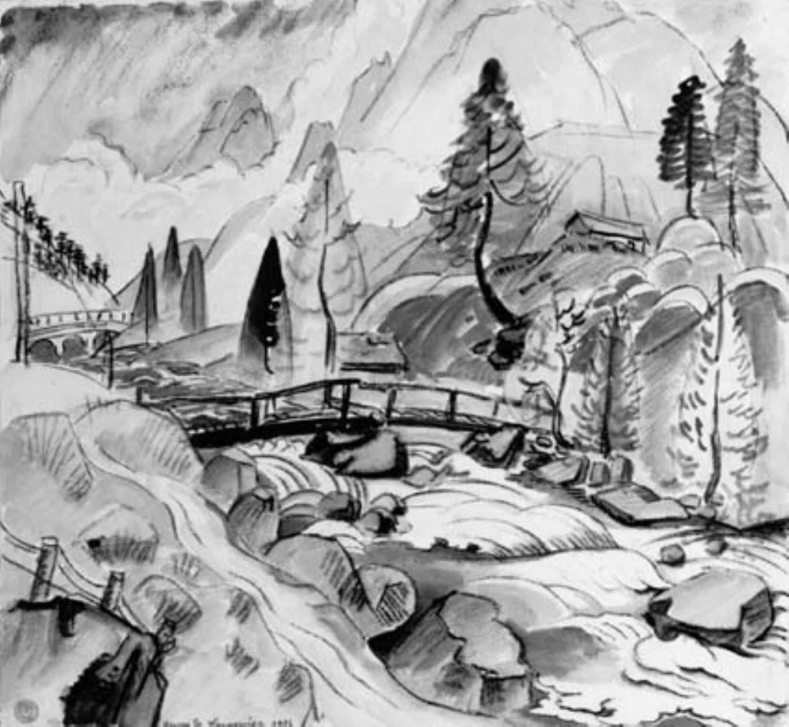 Broen over bjergbækken, Valloraine-dalen, Henry de Waroquier, 1916