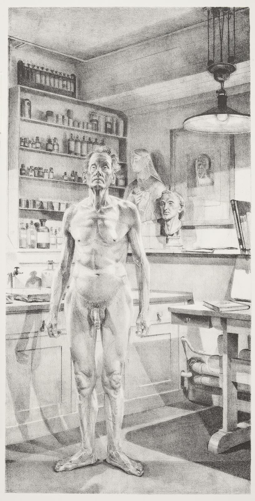 Stående mandlig model på Grafisk Skole, Kunstakademiet, Gunnar Aagaard Andersen, 1943