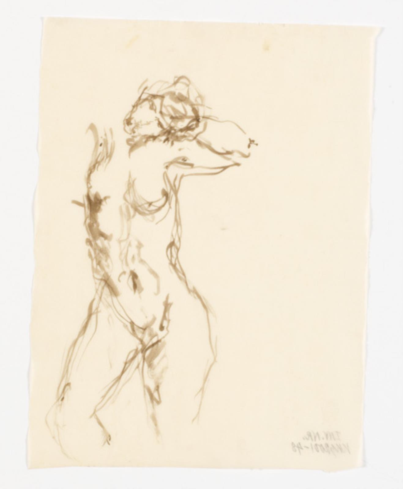 Studie af nøgen kvindelig model, Lauritz Hartz, 1929-1930