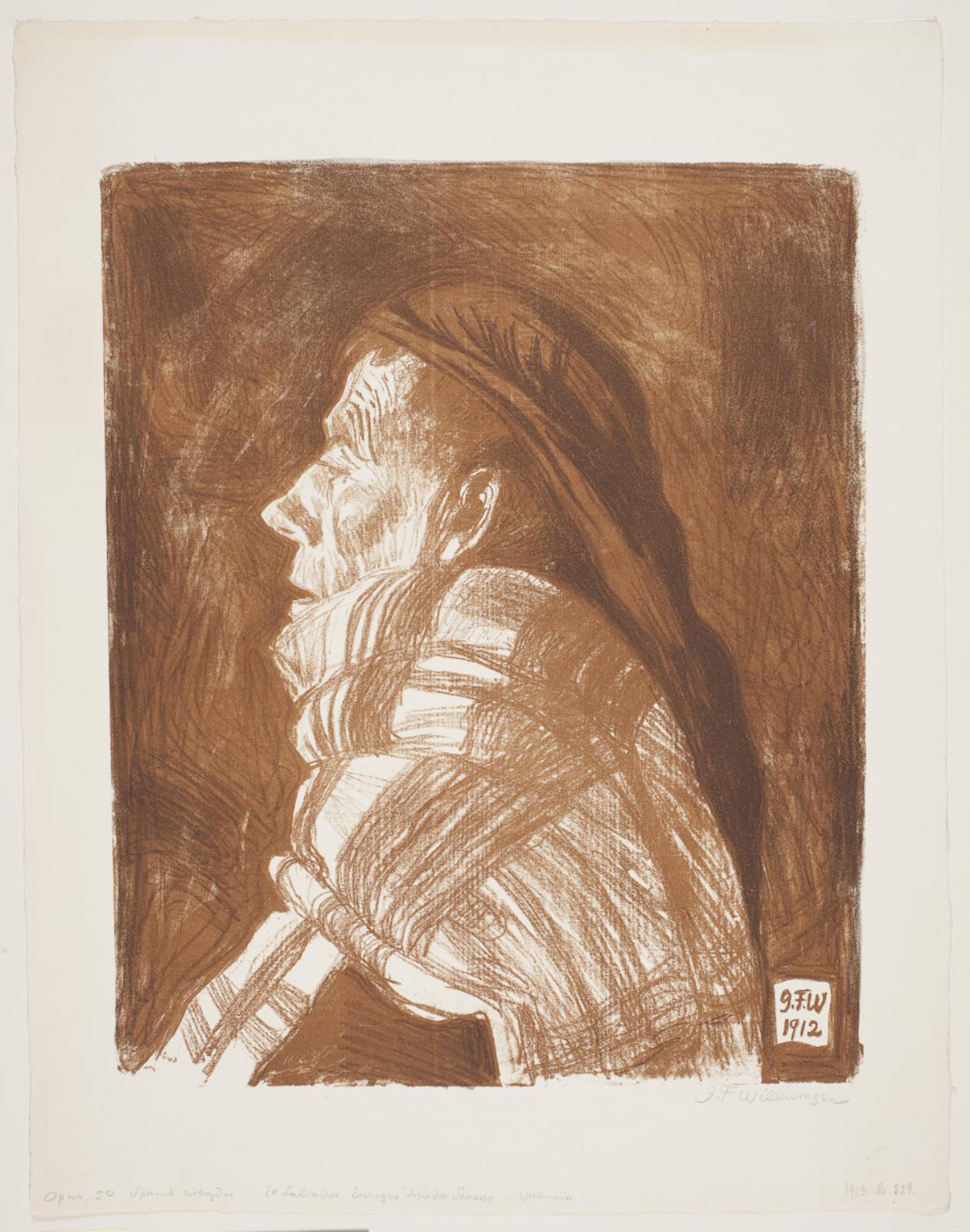 Spansk arbejder. Hoved i profil, J.F. Willumsen, 1912