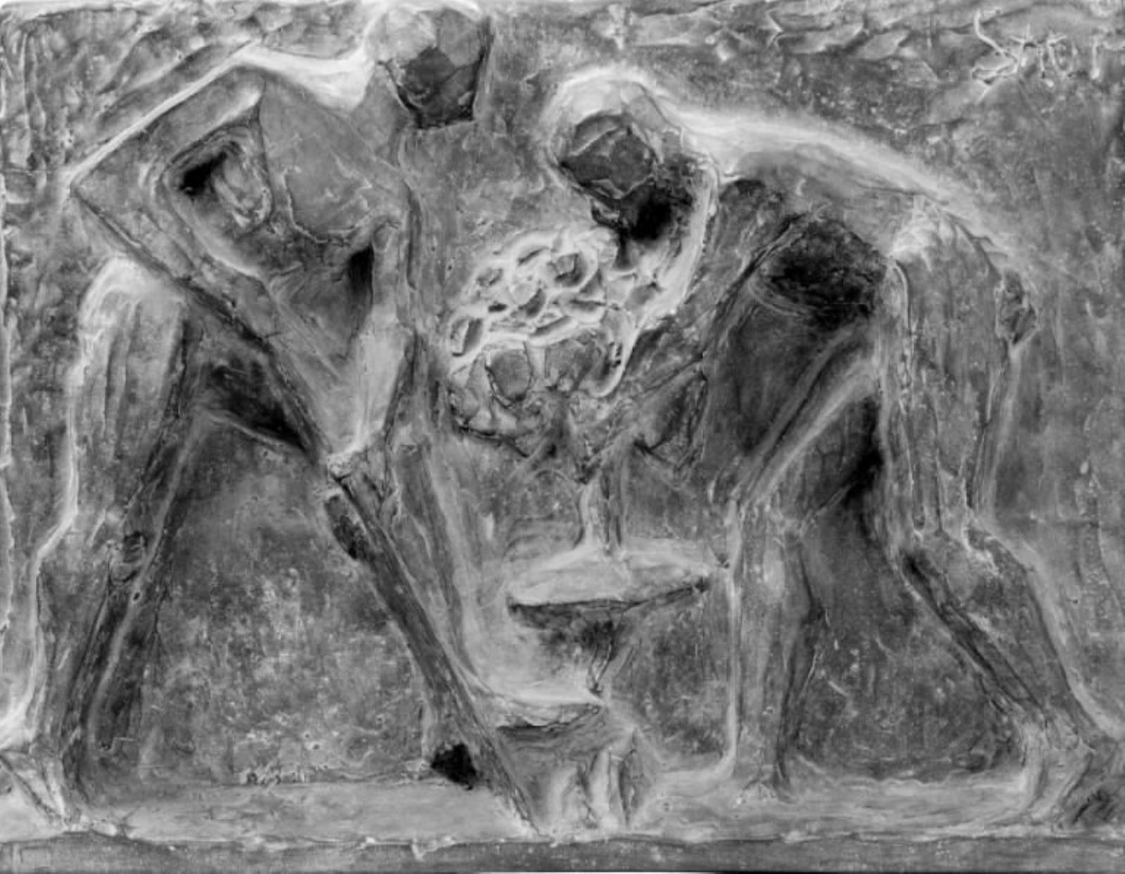 Vår I. To nøgne mænd, der planter et træ