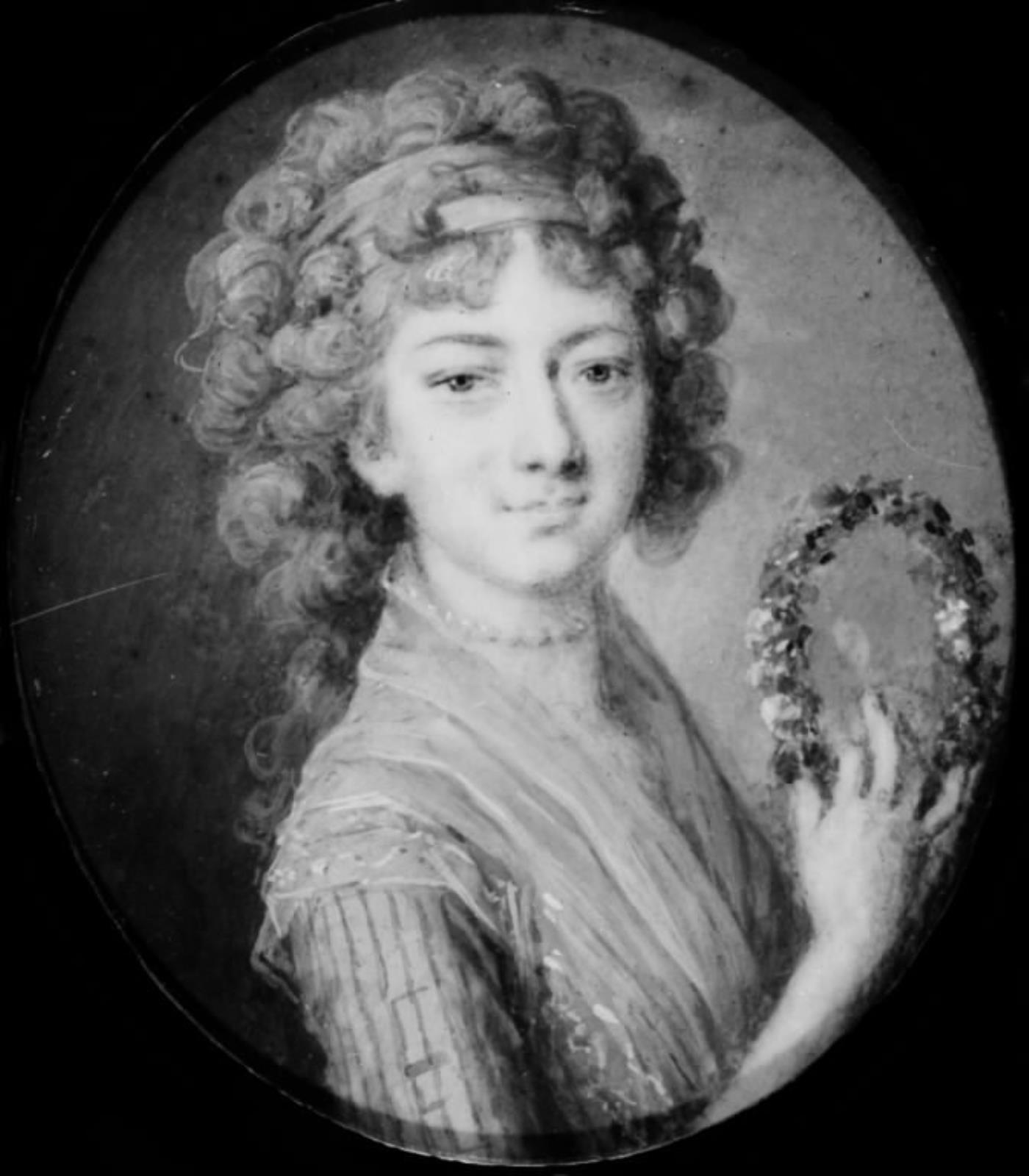 Ubekendt dame med blomsterkrans