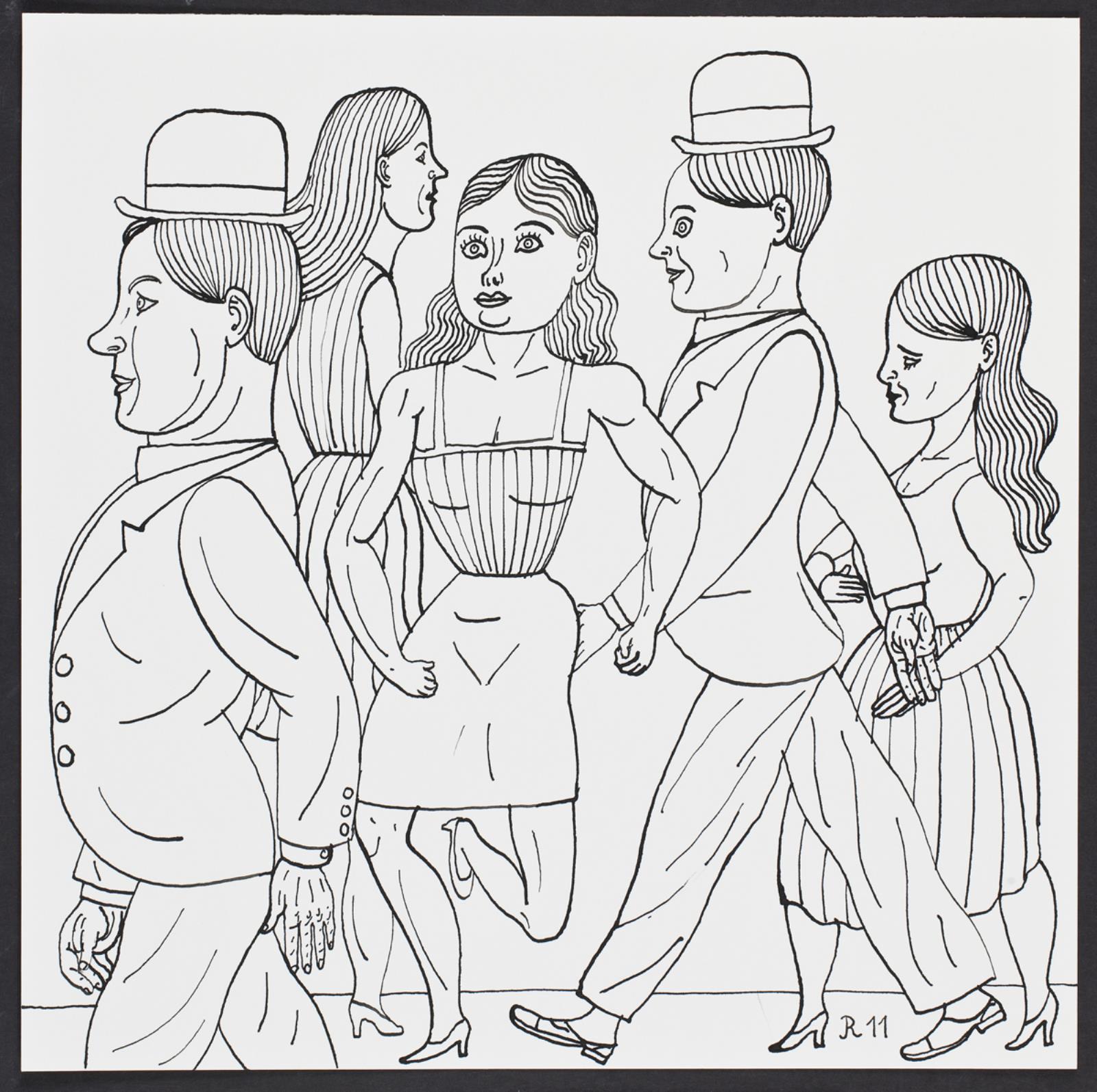 Untitled (Strong woman and two bowlerhats) by Christoph Ruckhäberle