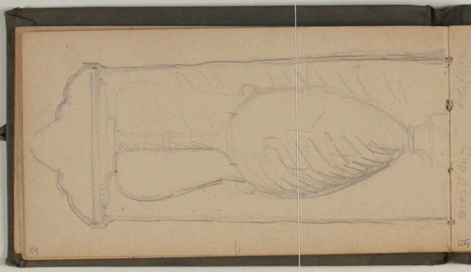 Studie af klassisk gravstele med amfora