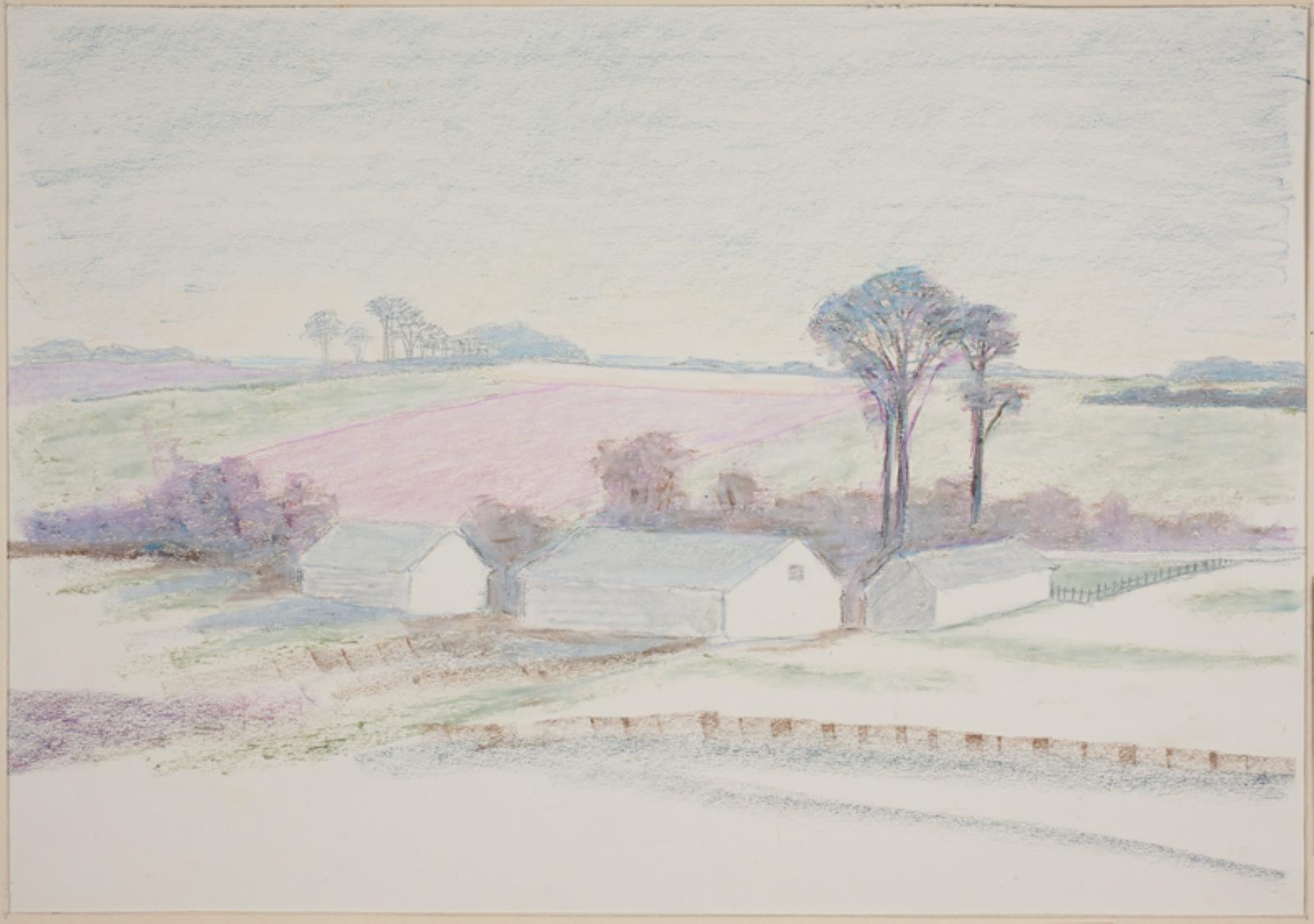 Landskab med bondegård. Stuehus og to længer, Henrik Starcke, 1899-1973