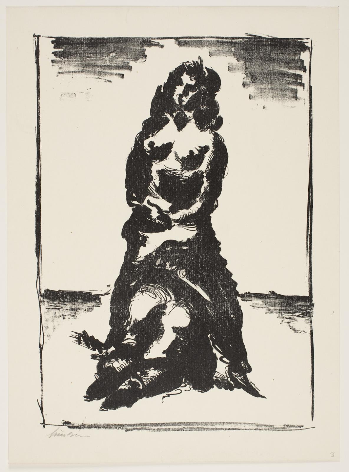 Kvinde, stående over liggende person