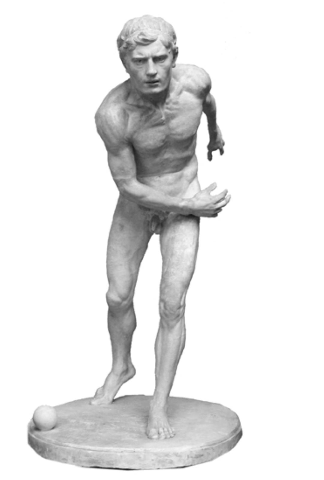 En kuglespiller, der ser efter sit kast