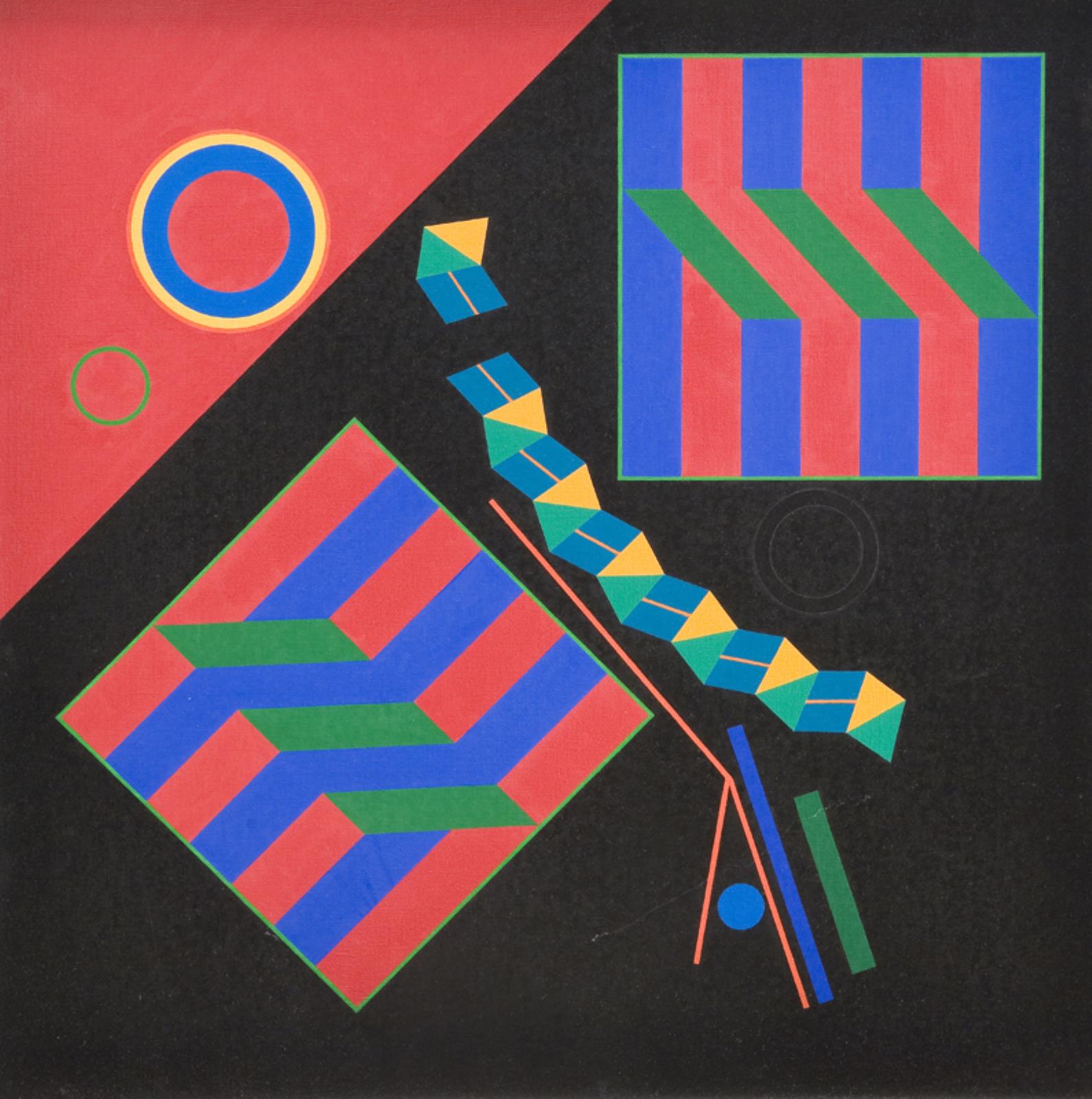 Komposition bestående af syv diagonale billedelementer, Mogens Lohmann, 1979