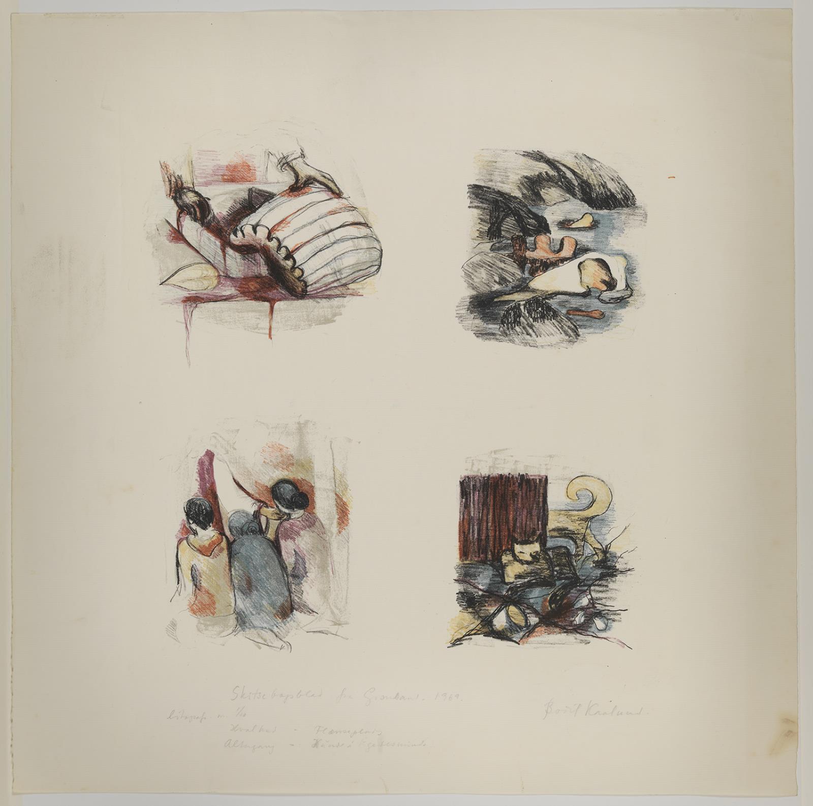 Skitsebogsblad fra Grønland, Bodil Kaalund, 1969
