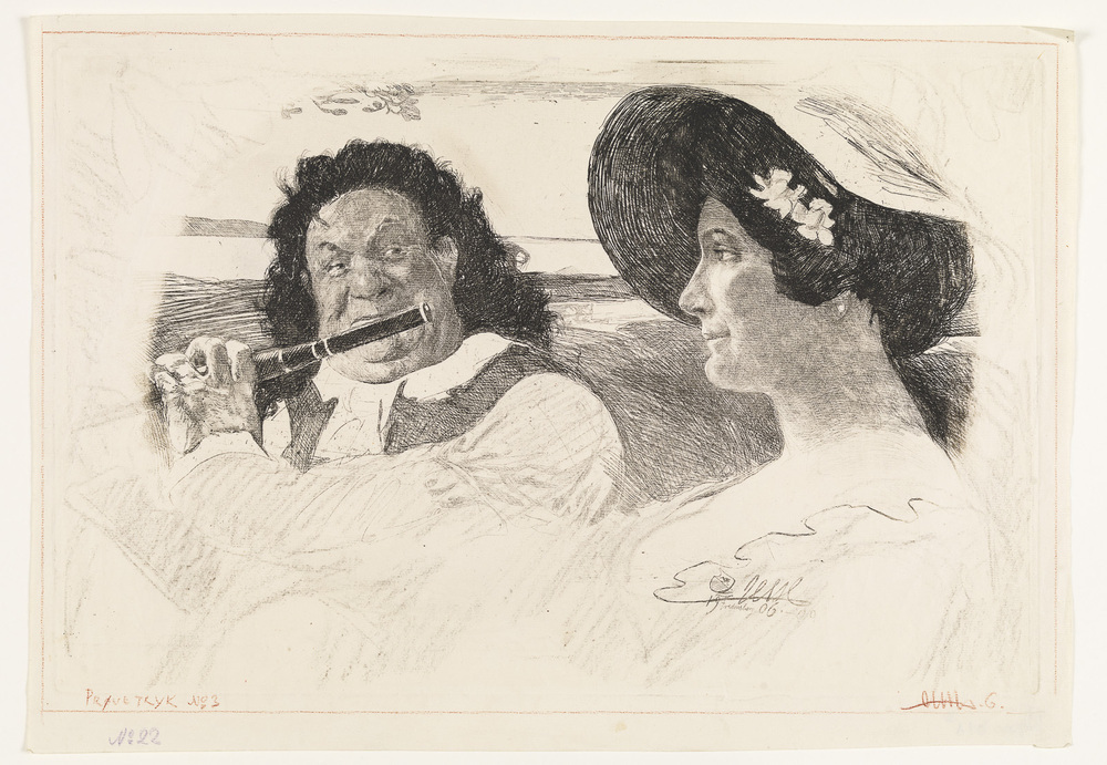 Fredensborg idyl. Olaf Poulsen spiller på fløjte for sin datter