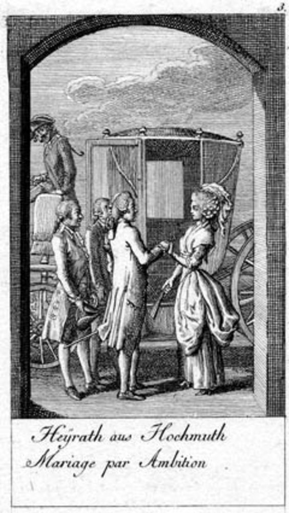 Illustration til giftermålets årsager og følger (Heyrath aus Hochmuth Mariage par Ambition)