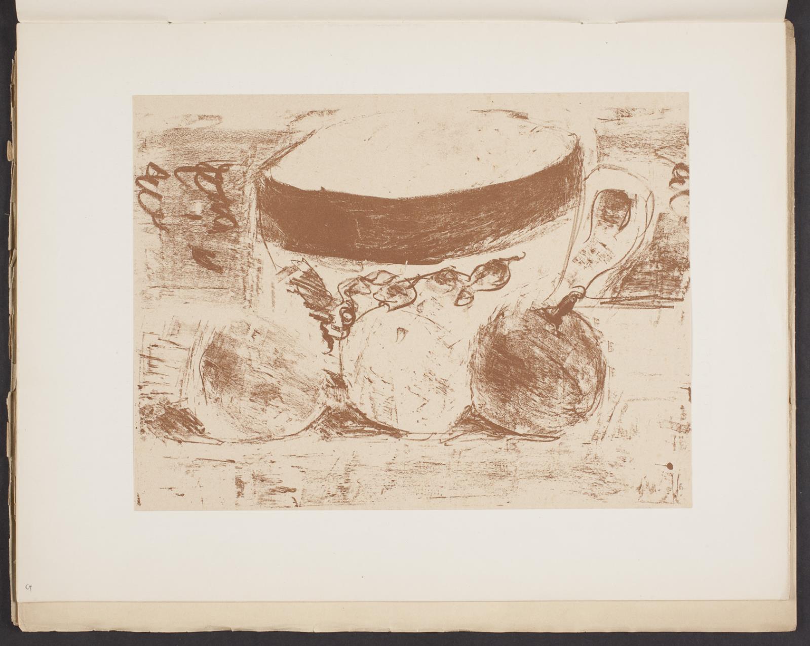 Opstilling med kop og frugt, Karl Larsen, 1920