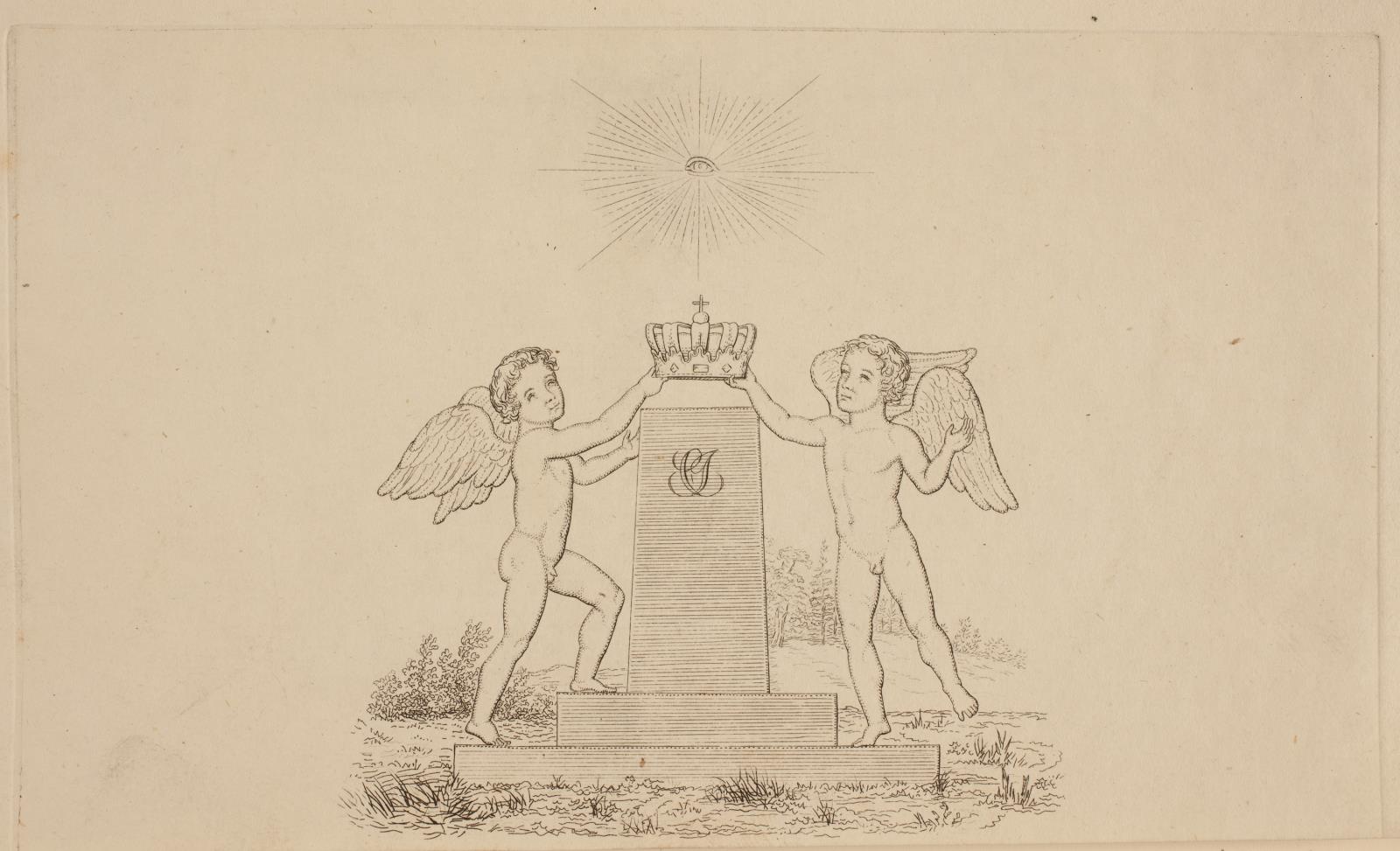 Udsnit af vignet til digt i anledning af Kong Carl Johans kroning