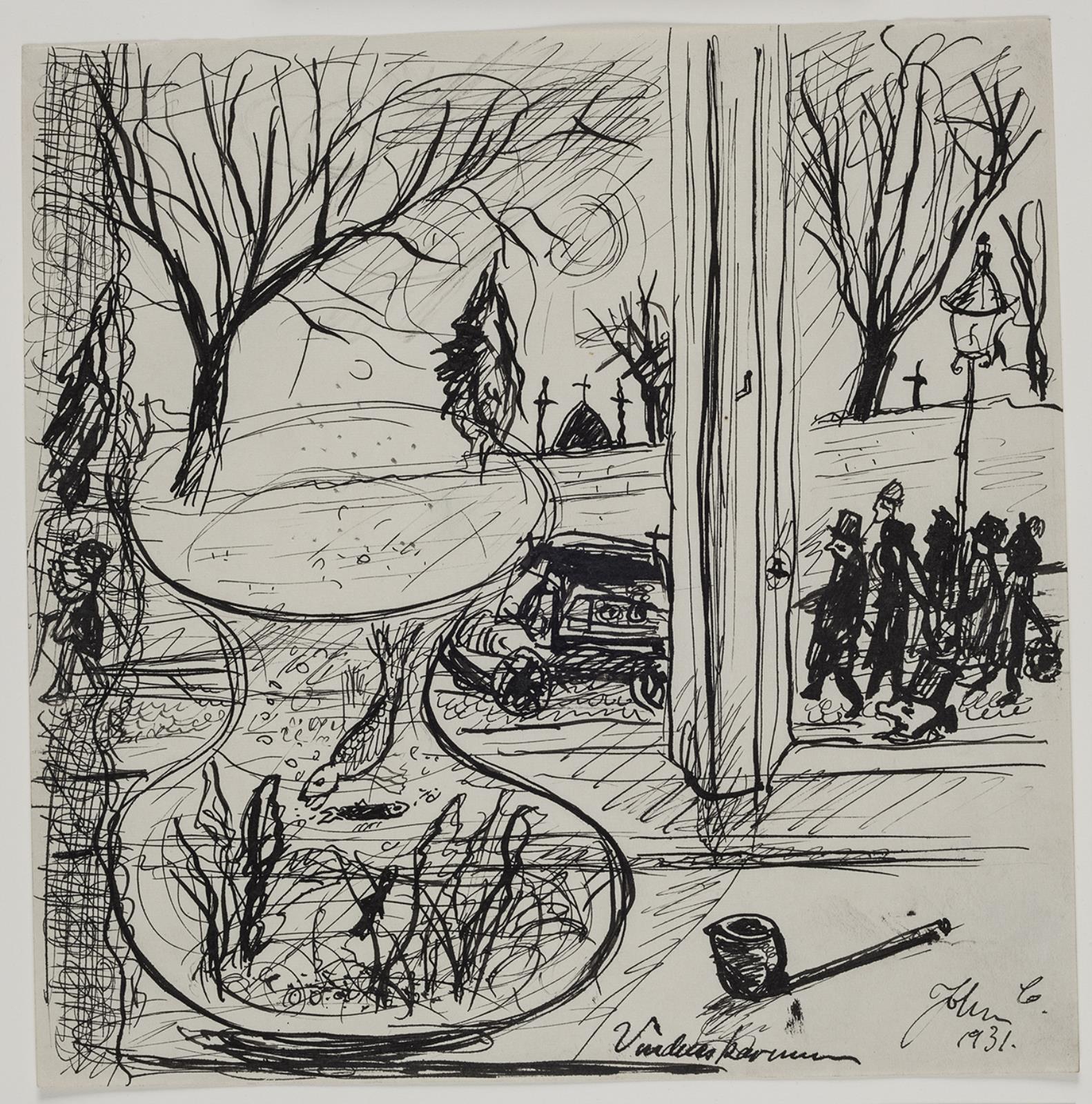 Et ligtog passerer forbi mit vindue