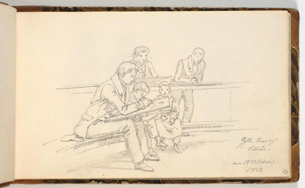 Figurscene med tegnere